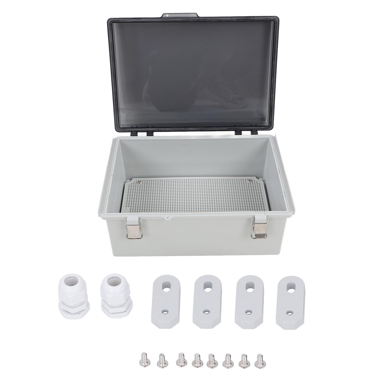Ip67 Wasserdichte Elektrische Anschlussdose Mit Transparentem Abs-kunststoffdeckel Für Den Außenbereich, Grau, 350 X 250 X 150 Mm, Mit Dichtungen Und Zubehör
