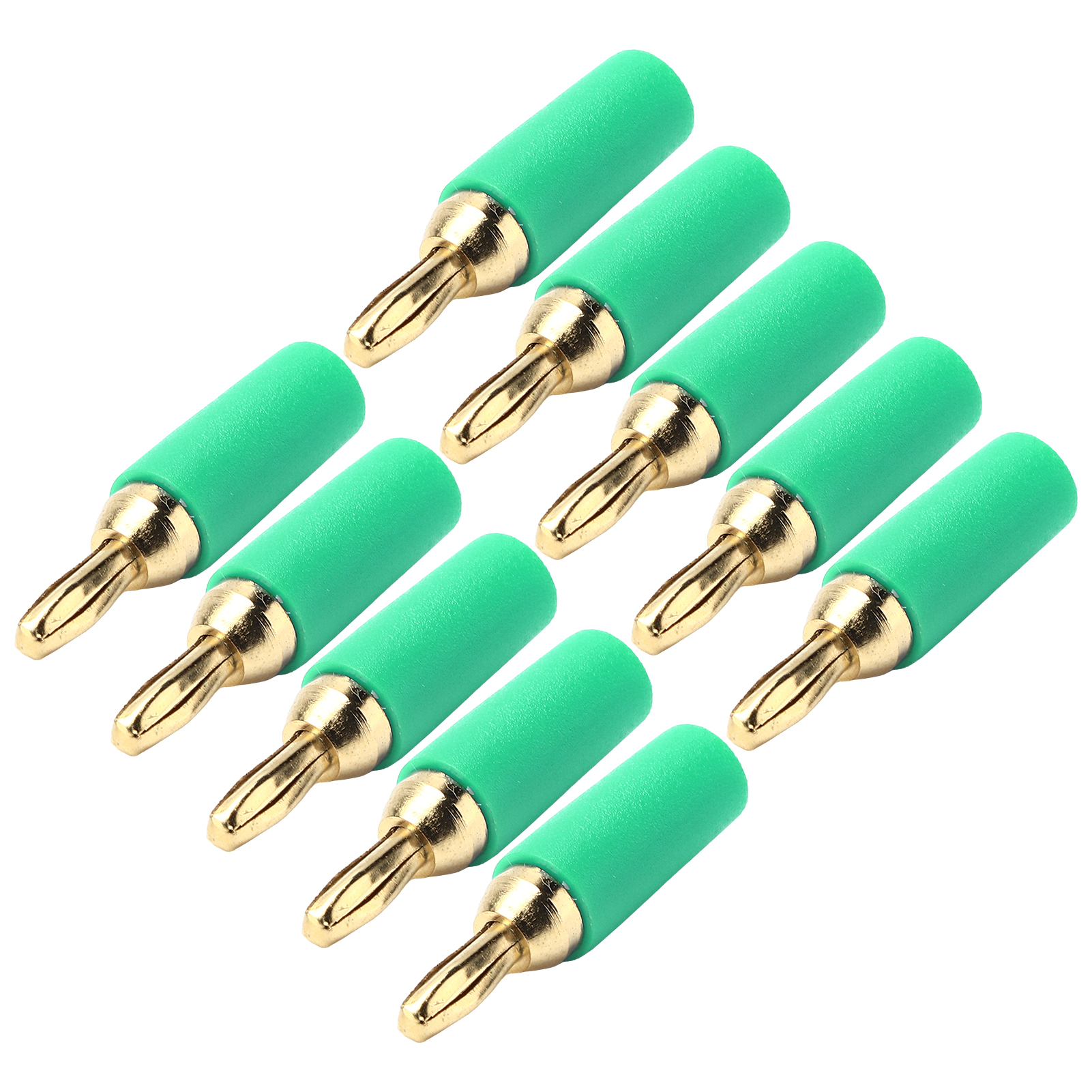Packung Mit 10 Bananensteckern (männlich), 2,5 Mm, Vergoldetes Messing, Lötanschlusszubehör, Grün