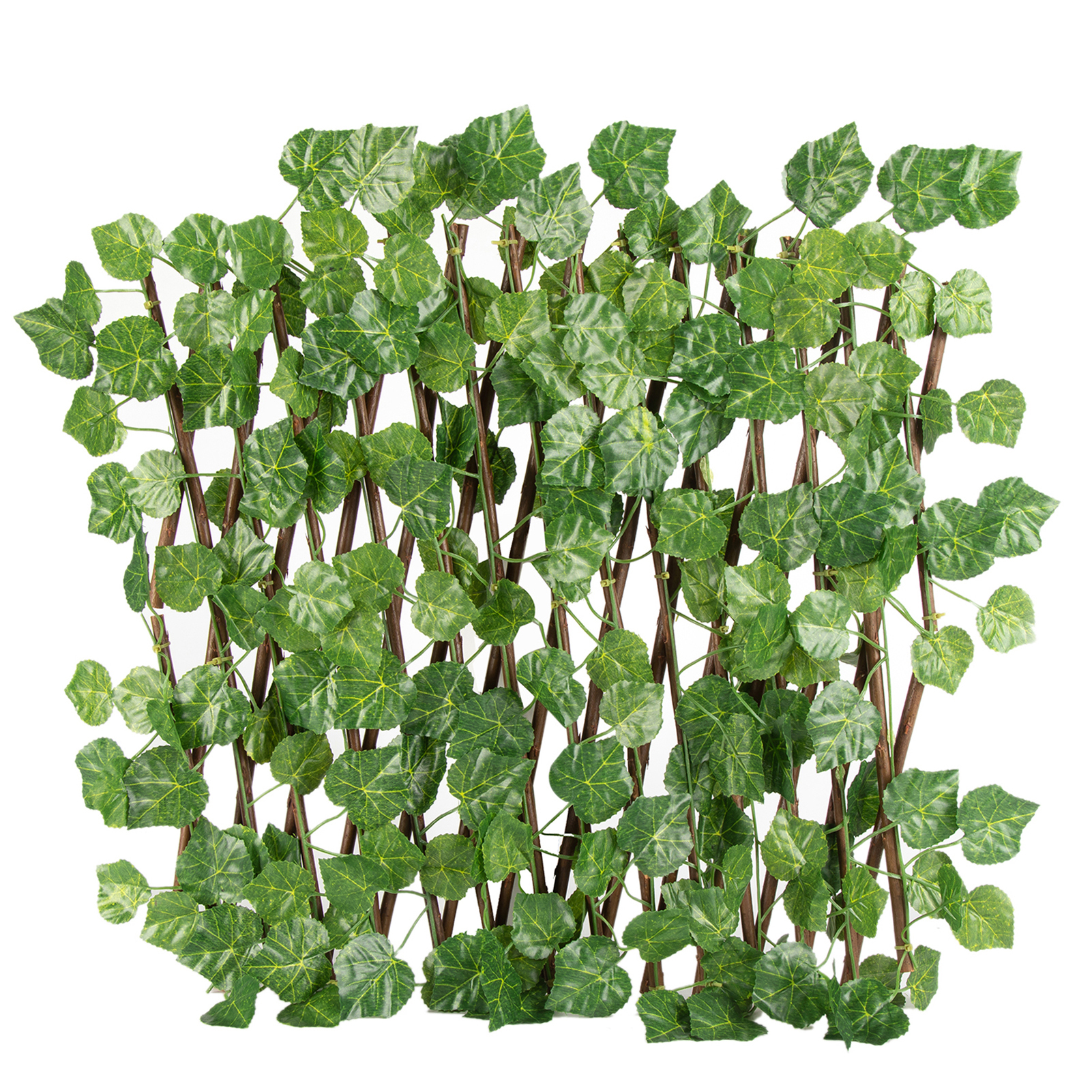 Ausziehbarer Künstlicher Zaun Mit Grünen Blättern Und Künstlichen Blumen, Gartentrennwand/dekorationswand, Kunststoff In Grüner Holzoptik, 40/70/120 Cm
