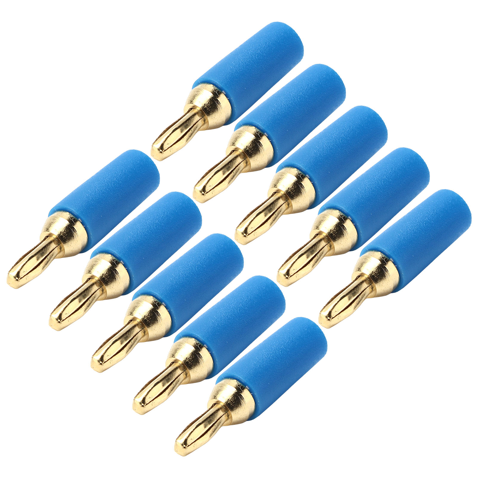 Packung Mit 10 Bananensteckern (2,5 Mm), Vergoldetes Messing, Zum Löten, Zubehörset, Blau