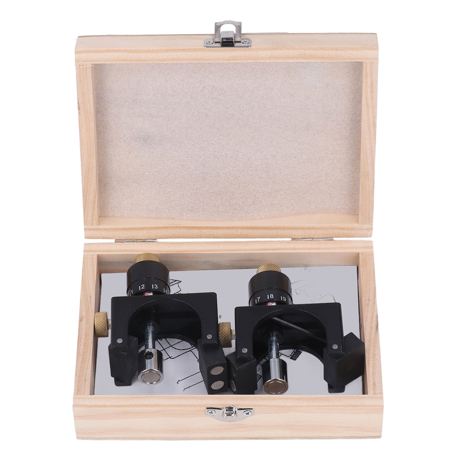 Set Mit 2 Magnetischen Einstelllehren Für Abrichtmesser Aus Kohlenstoffstahl, Holzbox