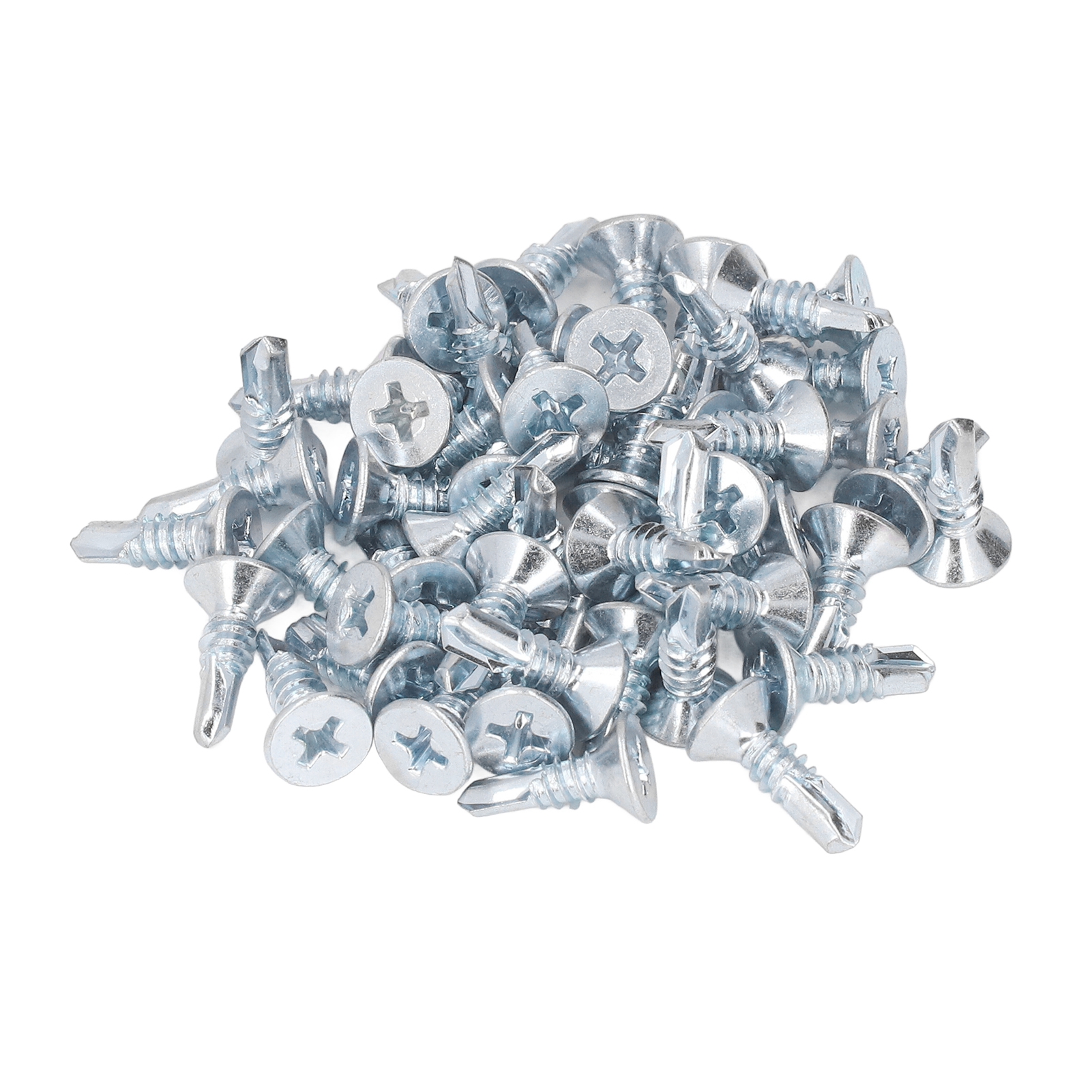 50 Selbstbohrende Flachkopf-kreuzschlitzschrauben 4,8 X 16 Mm, Verzinkter Kohlenstoffstahl, Rostfrei, Für Heimwerkerbedarf