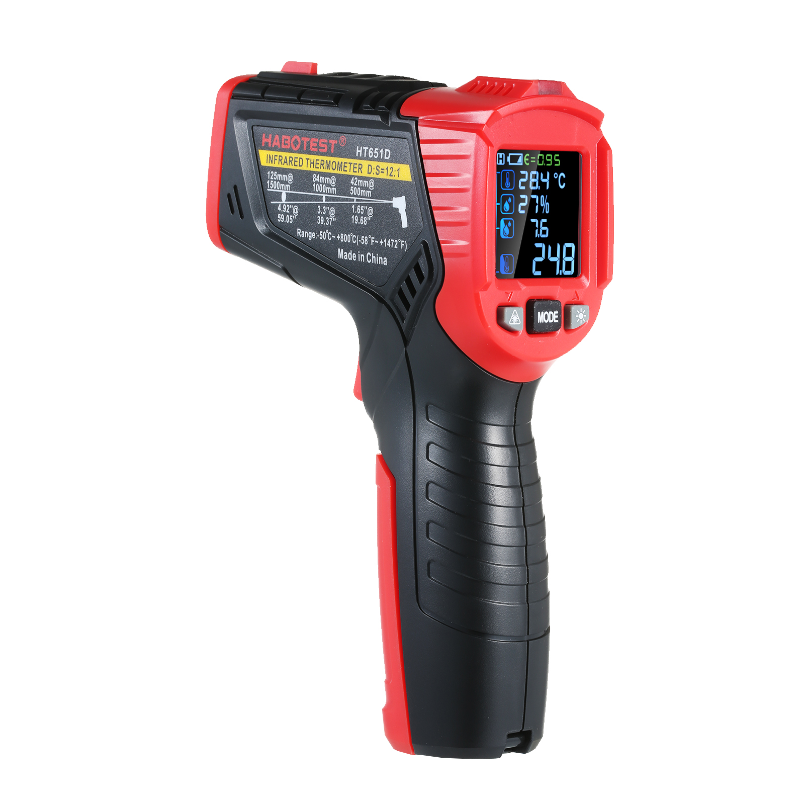 Habotest Berührungsloses Infrarot-thermometer -58 Bis 1472 °f Hochtemperatur- Und Hygrometer Mit Taupunktmessung, Thermoelement, Einstellbarem Emissionsgrad (k), Uv-lampe Zur Lecksuche Für Hlk-anlagen