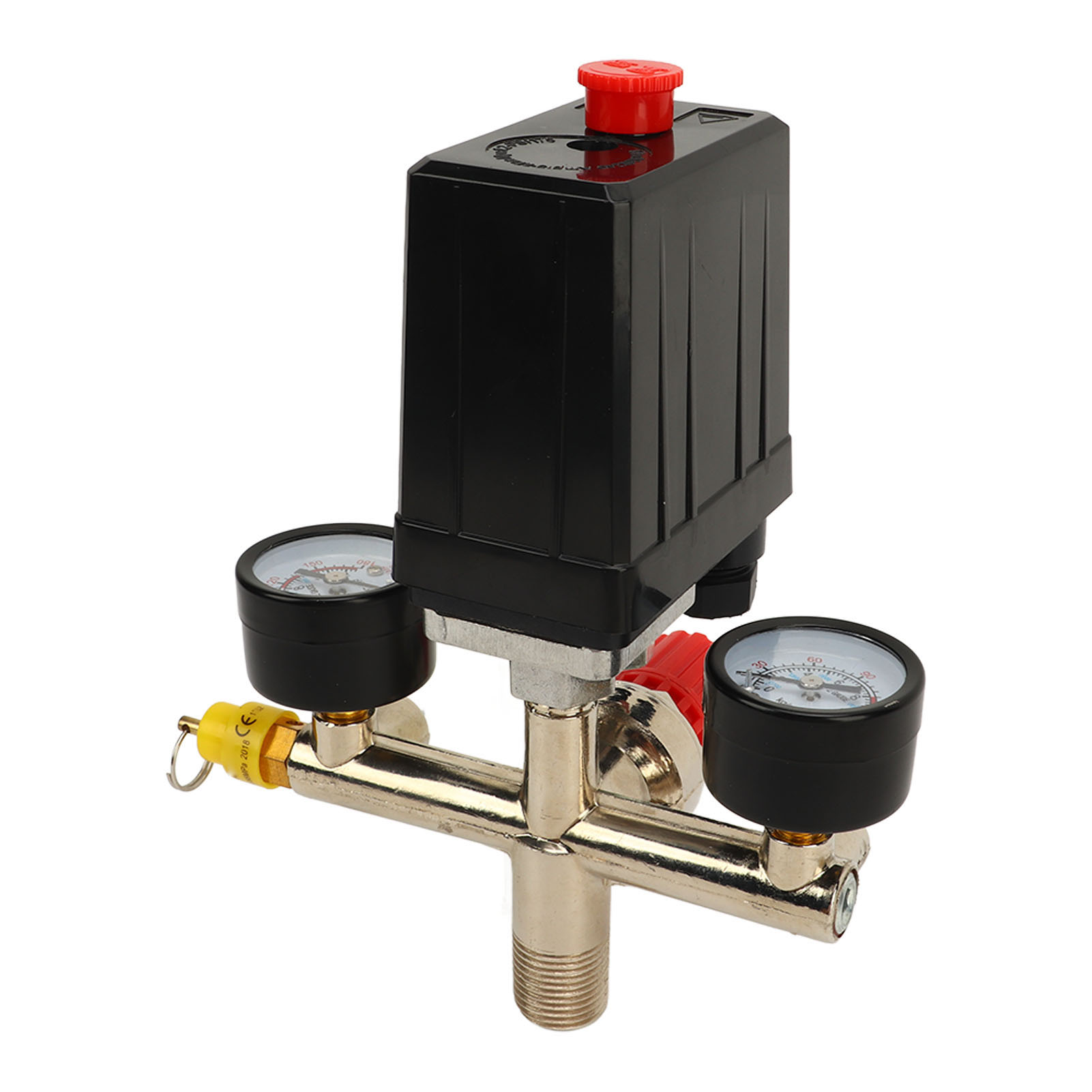 Druckschalter Für Luftkompressoren, Doppelreglerventil, Druckregelung, Automatische Verschraubung, Amerikanischer Standard, 0–12 Bar, 0–180 Psi