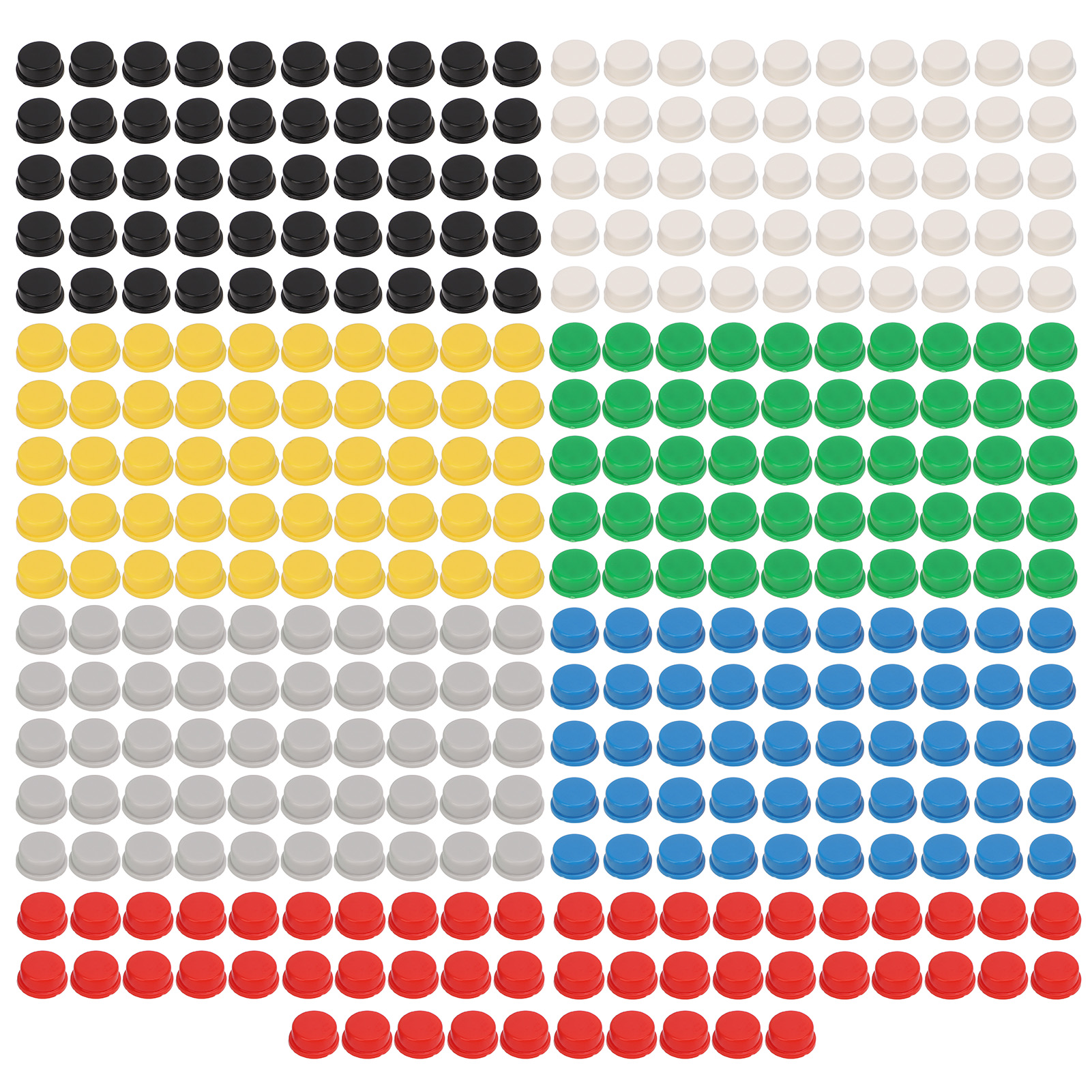 350 Stück Taktile Druckknopfkappen 12x12x7,3 Mm, 7 Farben, Abs Für Testplatinen