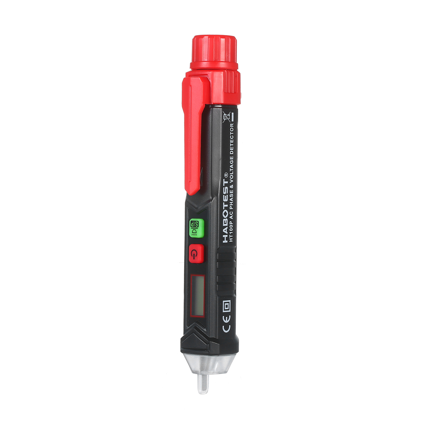 Habotest Ht100p Berührungsloser Prüfstift, Digitales Lcd-voltmeter, Wechselspannungs- Und Phasendetektor Mit Akustischem Und Optischem Alarm, Tragbares Ncv-stiftelektroskop Mit Einstellbarer Empfindli