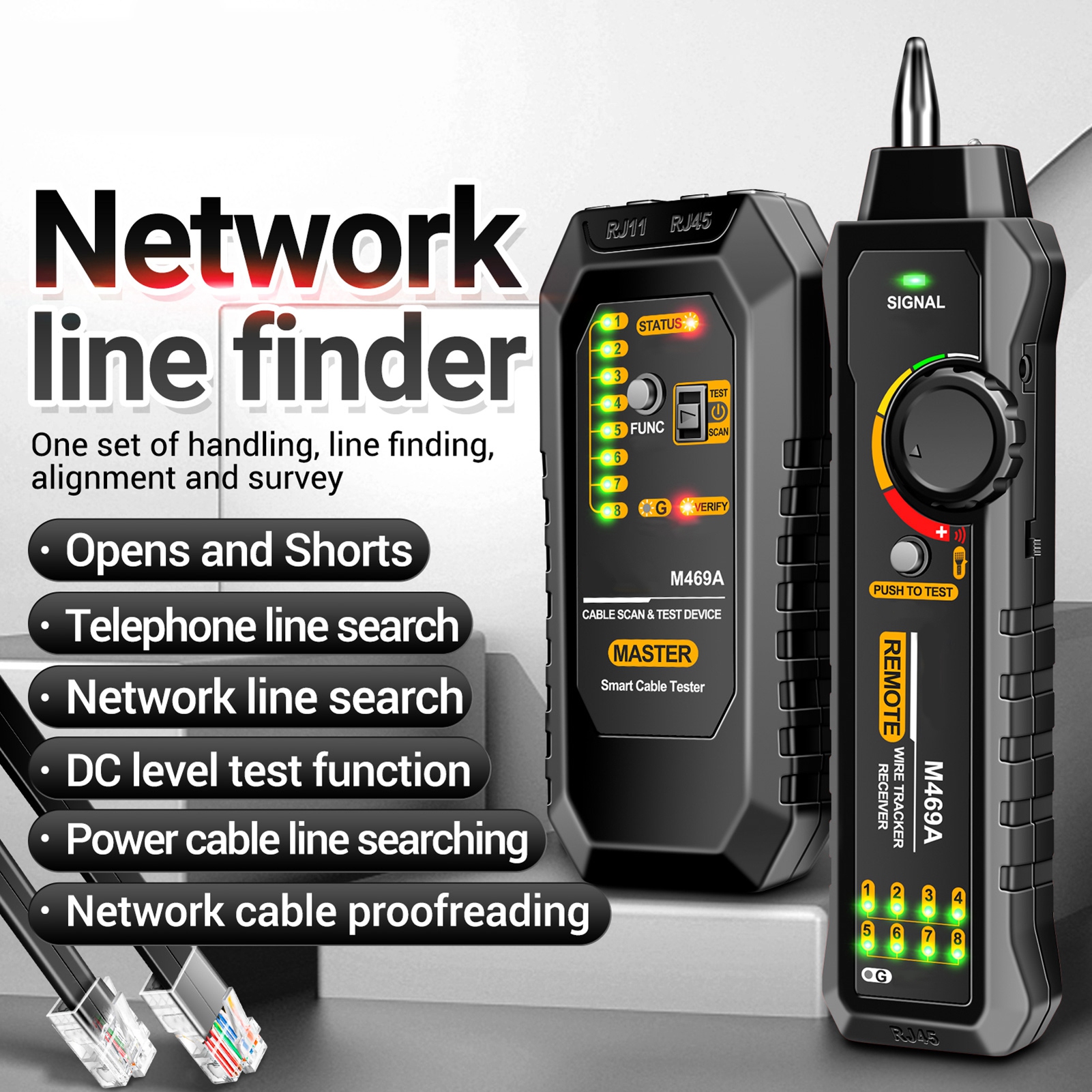 Aneng M469a Multifunktionales Netzwerkkabel-ortungsgerät, Anti-interferenz-detektor, Tester, Findet Kabelbrüche Und Prüft Leitungen