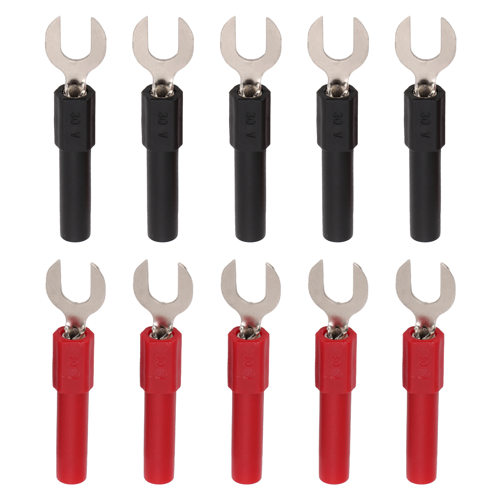 10 Stück Y-förmige Gabelverbinder, Pvc/messing, 4 Mm Bohrung, Max. 10 A, Bananenstecker, U-förmig