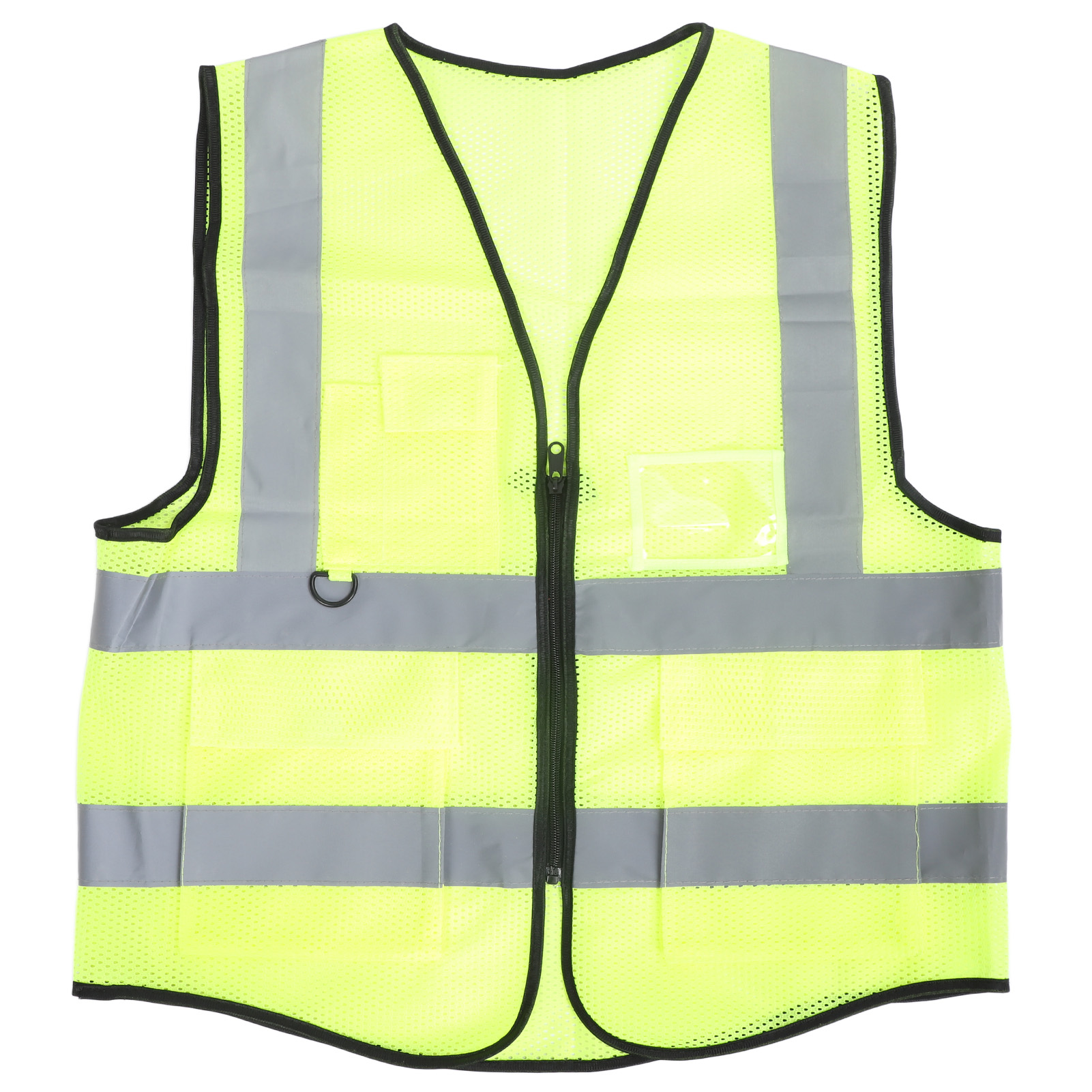 Hochsichtbare, Reflektierende Sicherheitsweste Mit Mehreren Taschen, Zweifarbigen Reflexstreifen, Atmungsaktivem Material Und Frontreißverschluss Für Den Einsatz Am Arbeitsplatz.