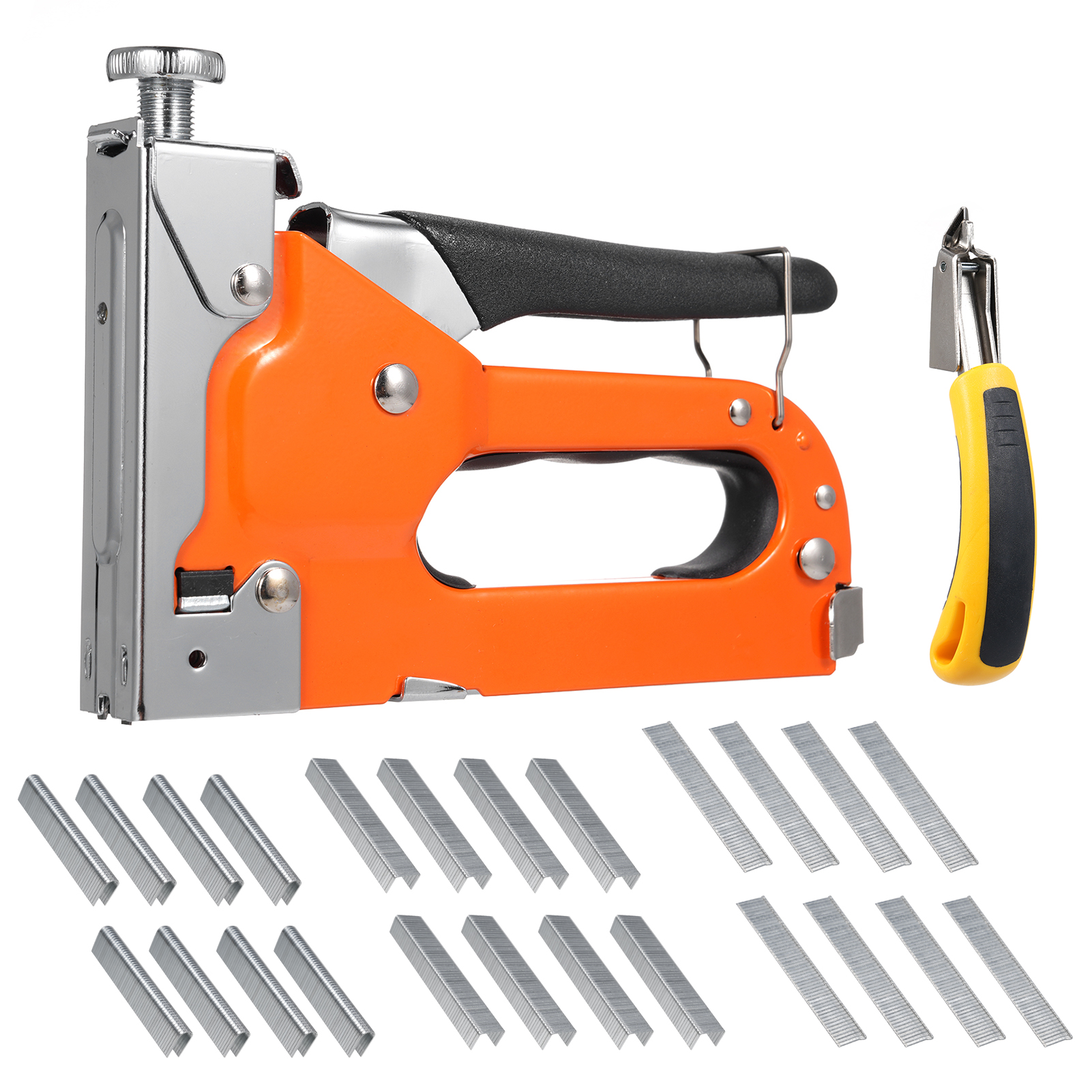 3-in-1-handnagler Mit Handschutz, Diy-set Für Weichholzmöbel, Tragbarer Tacker Für Polster Und Bilderrahmen, Stahl, Mit 400 Türklammern, 400 T-verbindern, 400 U-verbindern Und 1 Nagel