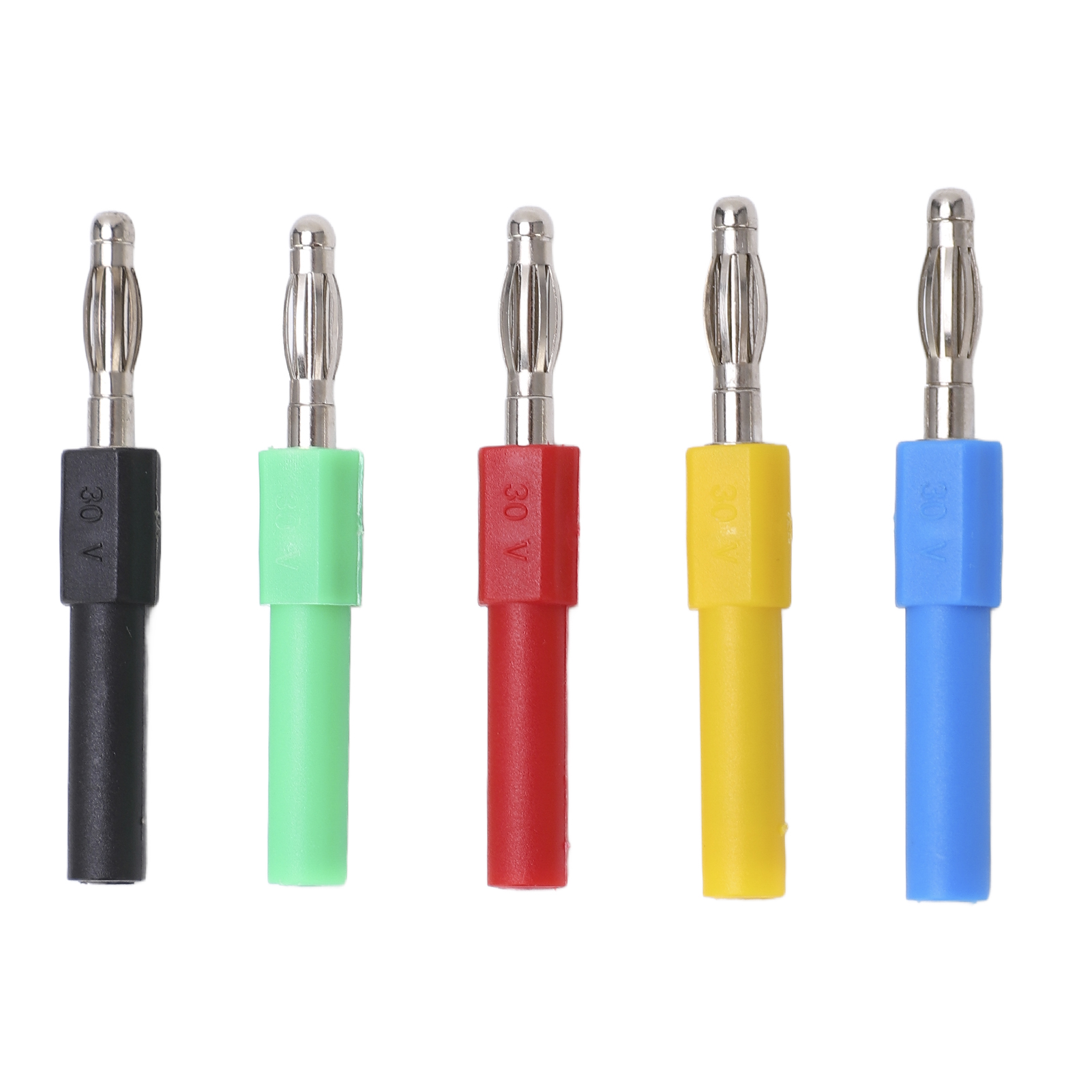 5er-pack J.20012 Bananenstecker-adapter (4 Mm Stecker, 2 Mm Buchse) Aus Messing Pa Für Multimeter, Rot, Schwarz, Gelb, Blau, Grün