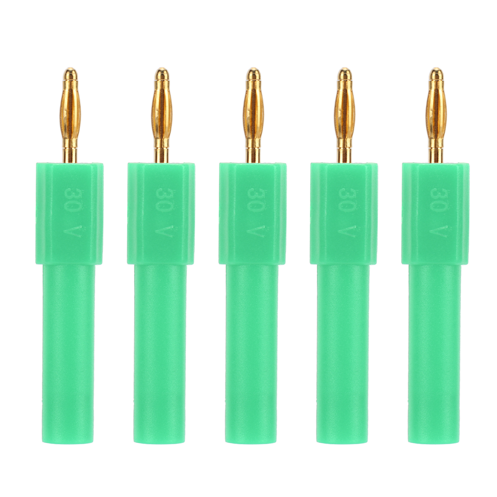 5-teiliges Bananenstecker-adapterset, 2 Mm Stecker Auf 4 Mm Buchse, Grün, Material: Pa Und Messing, Robuste Verbindung, Gute Leitfähigkeit, Modell J.20011, 30 V Ac – 60 V Dc, 36 A