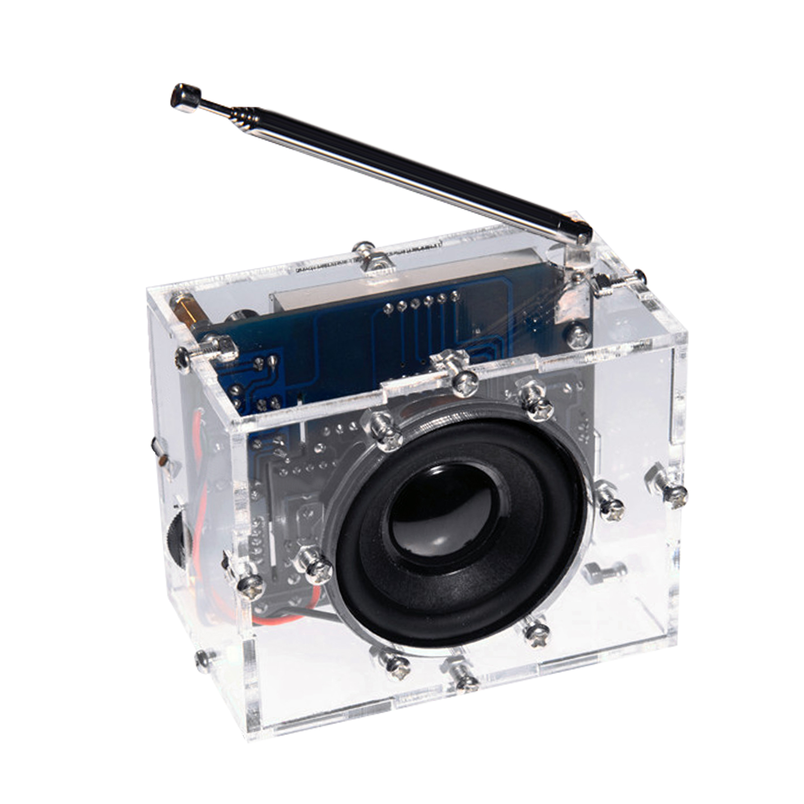 Diy-kit: Digitales Fm-radio Mit Led, Lötbarem Scm-modul, 87–108 Mhz, 5-w-lautsprecher, 0,1-mhz-schrittabstimmung, 5-v-usb-anschluss, Transparent
