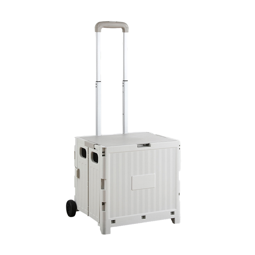 Tragbarer, Faltbarer Einkaufswagen Mit Multifunktionalem Teleskopgriff Und Aufbewahrungsbox Für Obst Und Gemüse – Ideal Für Picknicks Und Camping.