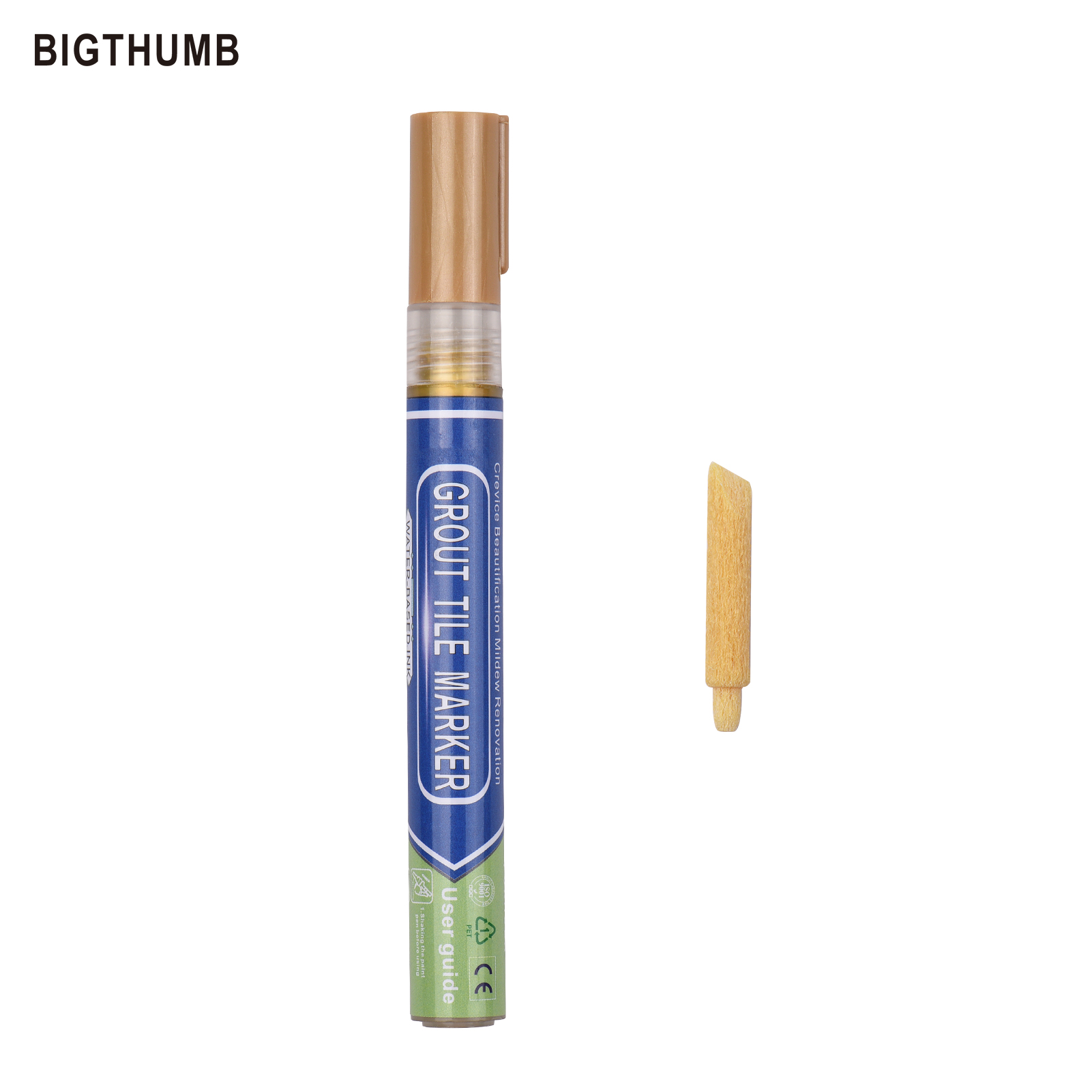 Bigthumb Fugenmarker, Wasserbasierter Farbmarker Zur Renovierung Von Fugen Mit Ersatzspitze, Wasserfest Für Bad, Küche, Wohnzimmer, Balkon, Bodenrenovierung