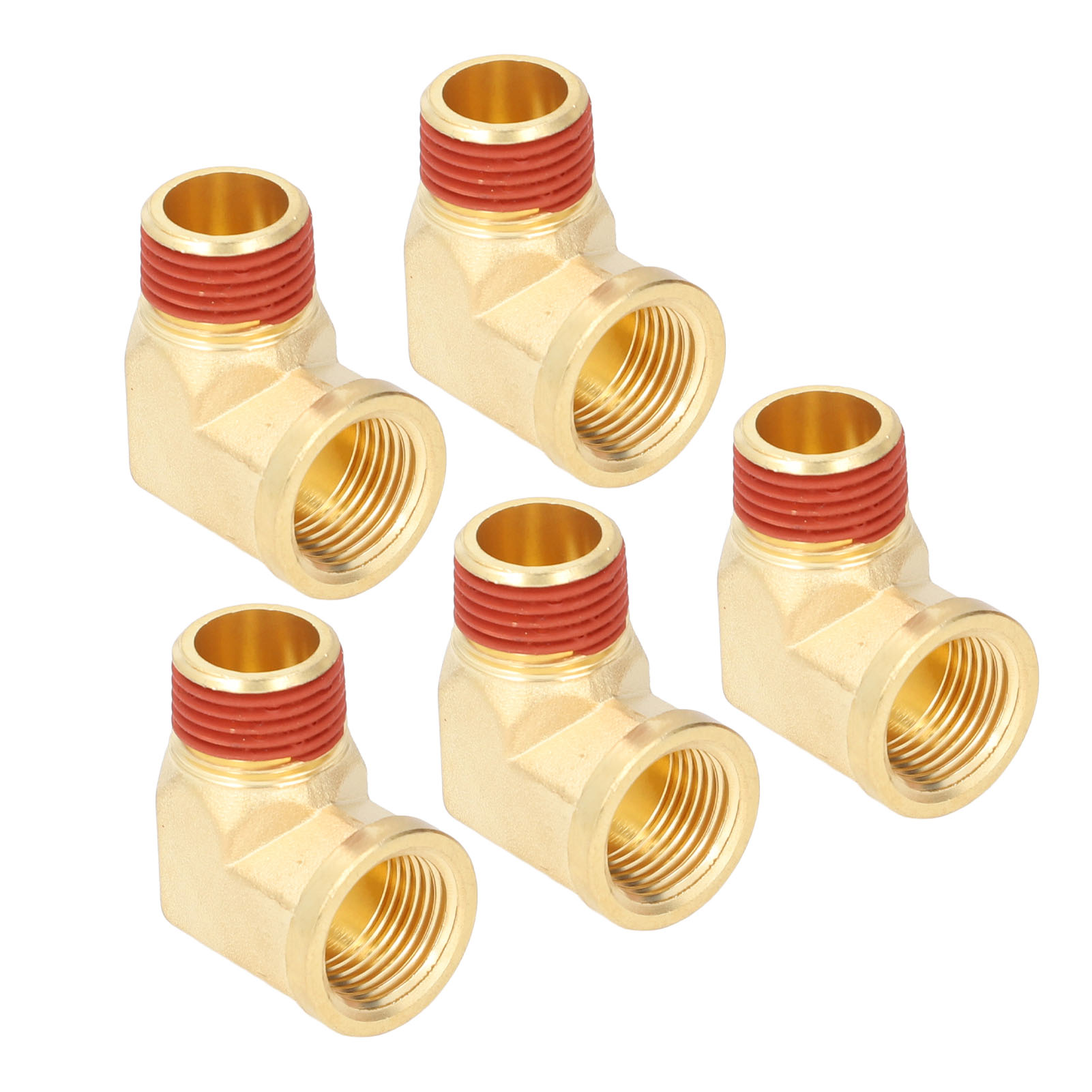Satz Mit 5 Massiven Messing-winkelverschraubungen (1/2 Zoll Npt, Außengewinde Auf Innengewinde, 90°) Mit Auslaufsicherer Gummidichtung