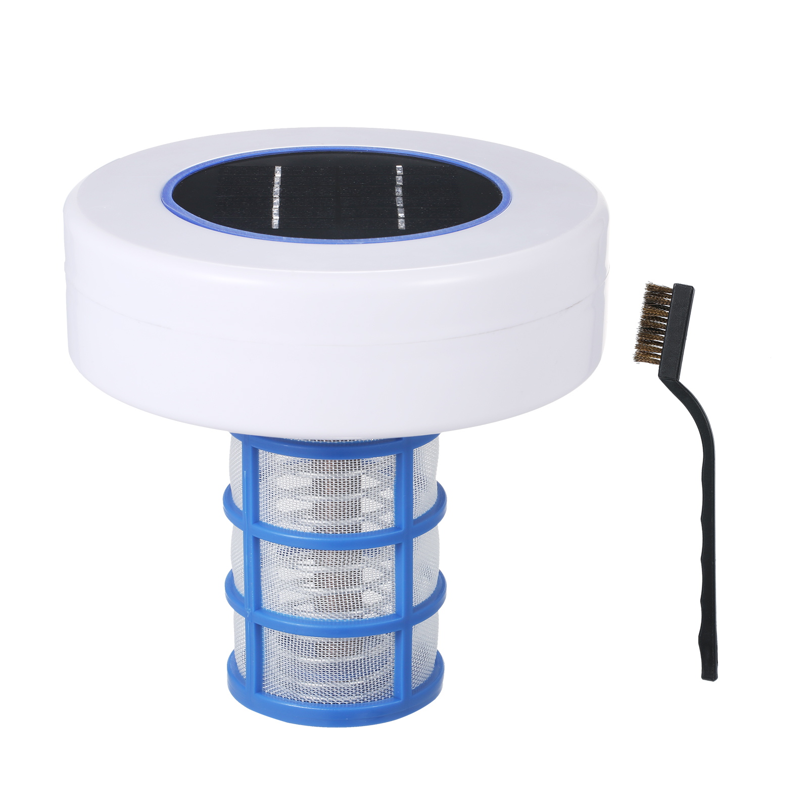 Schwimmender Solar-poolreiniger, Umweltfreundlicher Ionisator, Chlorfrei, Algizid, 230 G, Abs, 14,5 Cm, Mit Bürste