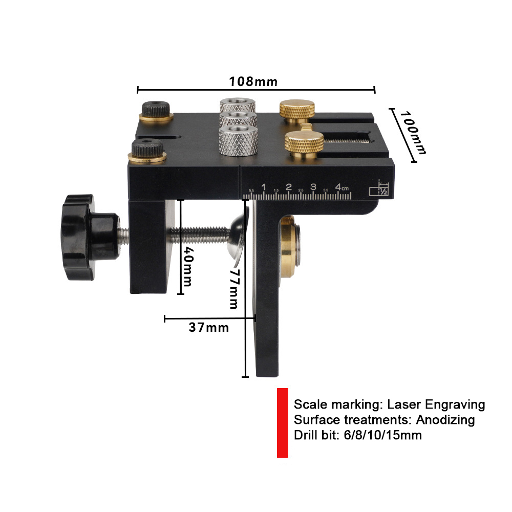 3-in-1-set Aus Aluminiumlegierung Mit Positionierhilfe Für Aufreibbohrer Und Führungslehre Zur Holzbearbeitung, Spannbereich 0–15 Mm, Diy-werkzeug Für Die Plattenmontage