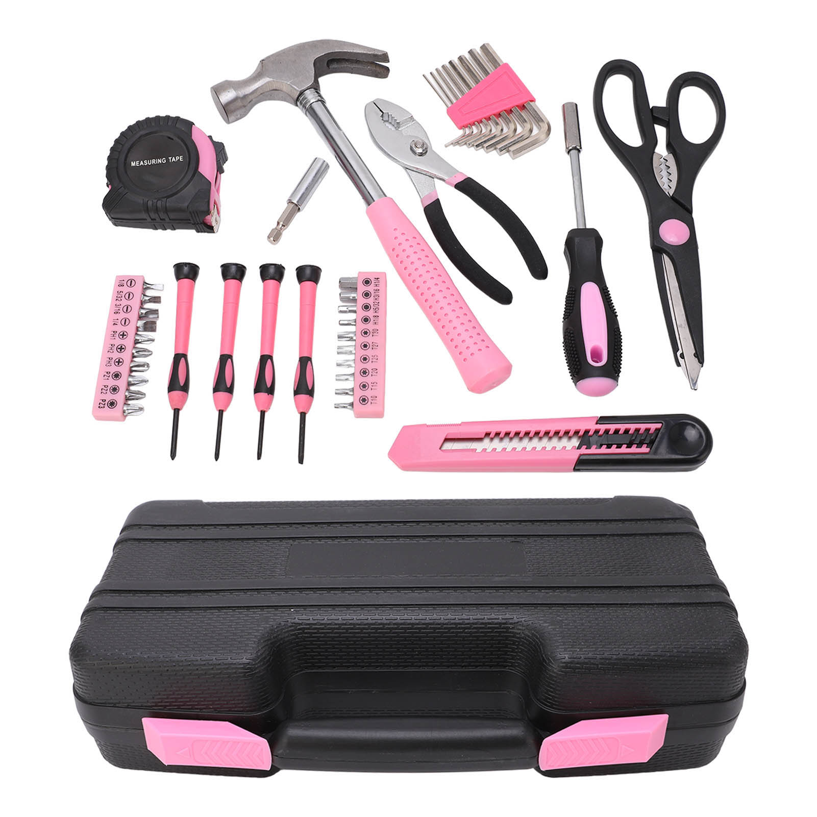 39-teiliges, Pinkfarbenes, Tragbares Heimwerker-werkzeugset Im Werkzeugkoffer, Inklusive Hammer, Schraubendreher, Schraubenschlüssel Und Reparatur- Und Wartungsset Für Frauen