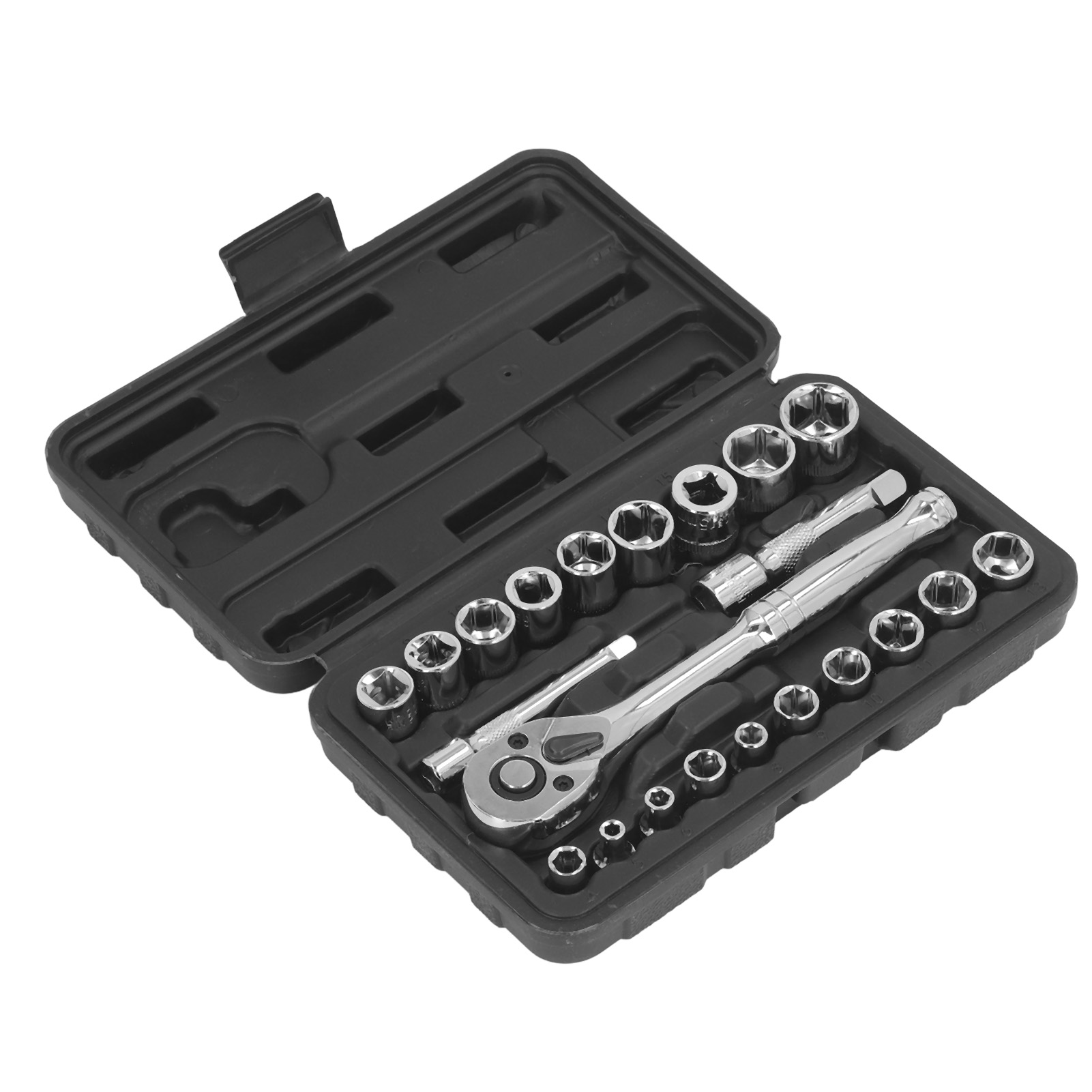 3/8"- Und 1/4"-sechskant-steckschlüsselsatz Mit Verlängerungsstange, 72-zahn-umschaltknarre, Schnellverschluss Für Kfz-reparaturen