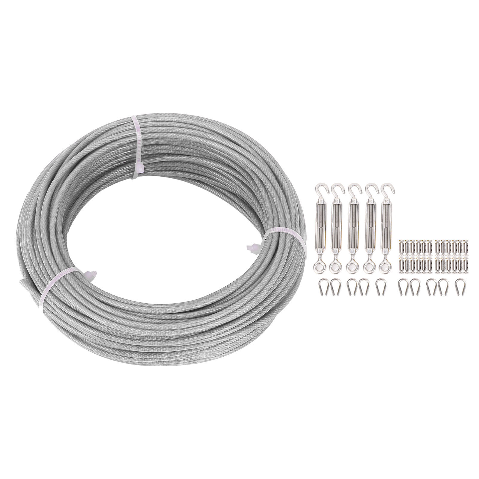 Mm Edelstahl-trockenseil-set (304 Edelstahl, 30,5 M) Mit Ösenhaken, Kabelschuhen, Ösenschrauben, Schrauben Und Schraubendreher Zum Trocknen Von Wäsche Und Pflanzen