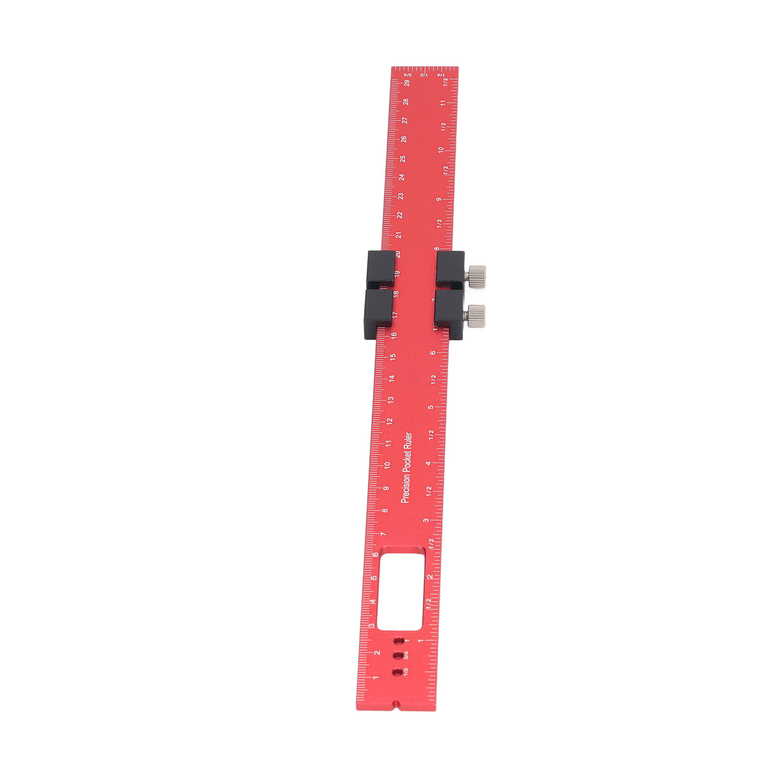 300 Mm Anreißlineal Aus Aluminiumlegierung Mit Schiebeanschlag Und Kerbe, Rotes Und Schwarzes Taschenlineal Für Holzbearbeitung Und Zerspanung