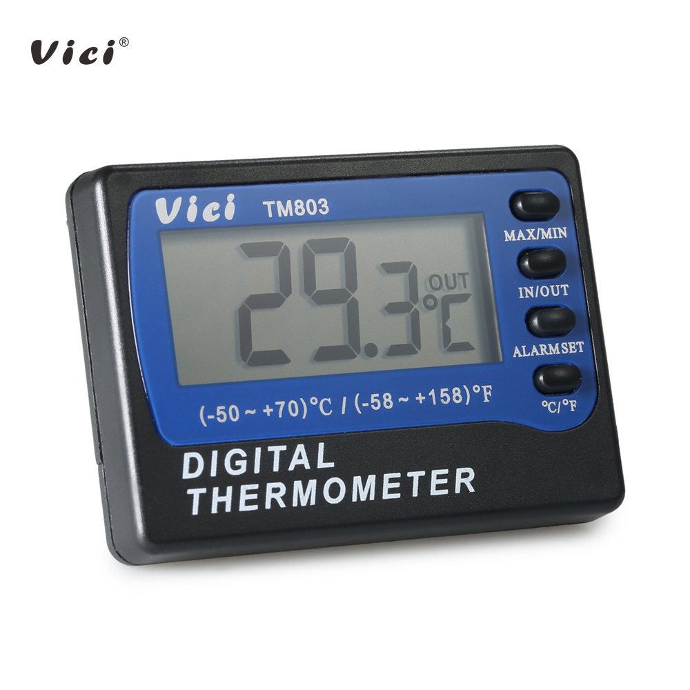 Vici Mini Lcd Digitalthermometer Mit Sonde, Misst Die Temperatur In Celsius Und Fahrenheit, Für Den Innen- Und Außenbereich Geeignet, Anzeige Für Kühlschrank Und Gefrierschrank, Maximal- Und Minimalwe