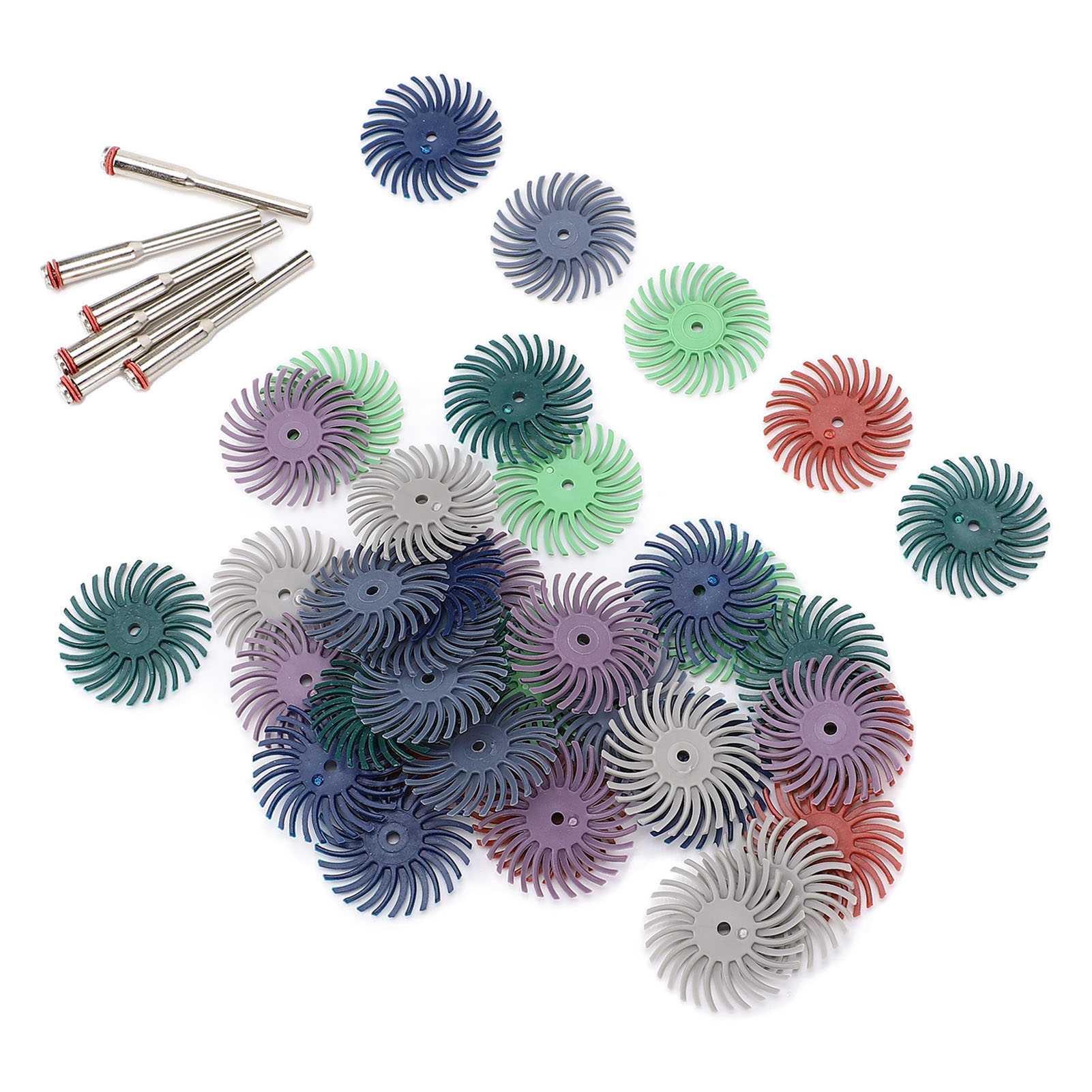 Set Mit 42 Mini-polierscheiben, 6 Verbindungsstangen Und Borstenscheibe Zum Reinigen Und Entgraten Von Holz