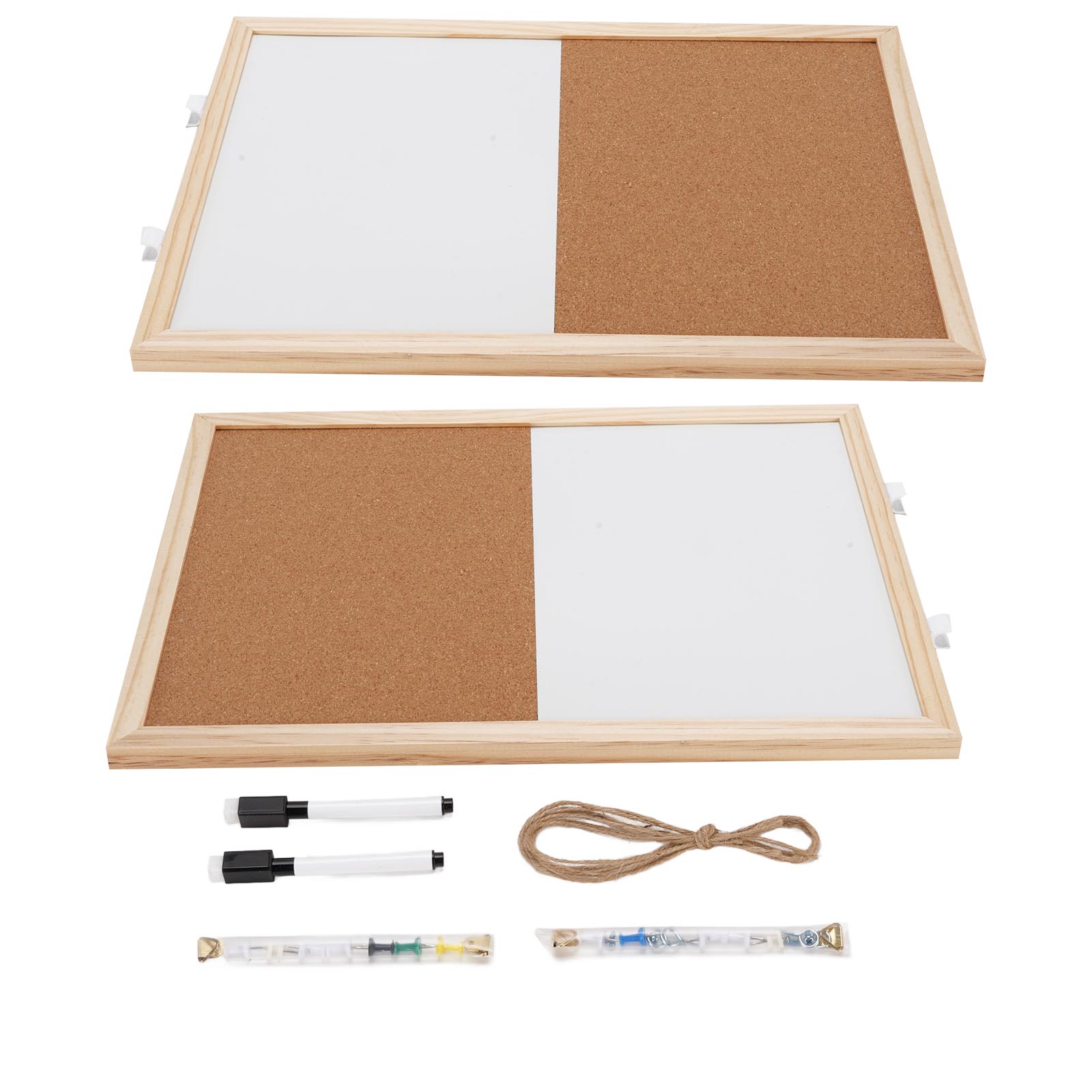 Set Aus 2 Kombinierten Kork- Und Magnetischen Whiteboards Mit Holzrahmen Für Zuhause, Schule Oder Büro, 30 X 40 Cm