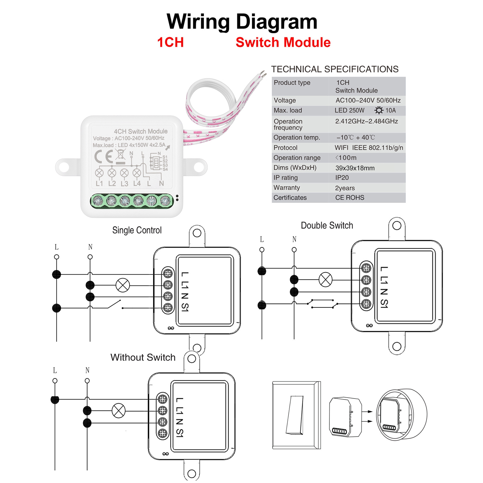 Mini-zigbee-1-kanal-smart-switch-relaismodul, Kompatibel Mit 2-wege-steuerung Für Smart-home-automatisierung, Funktioniert Mit Alexa Home