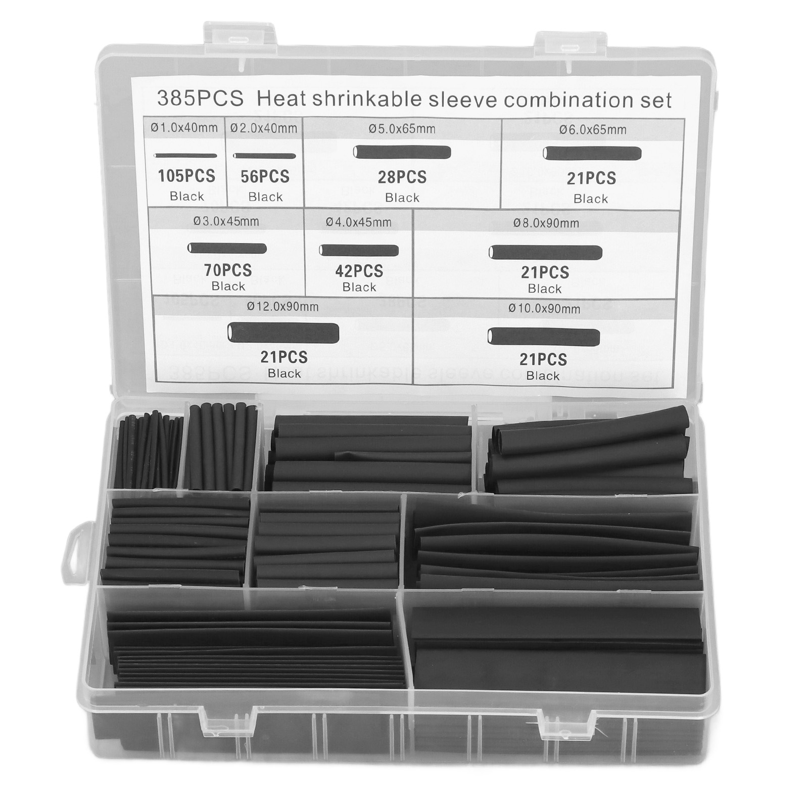 Set Mit 385 Wärmeschrumpfenden, Flammhemmenden Isolierschläuchen Für Elektrische Leitungen Und Drähte