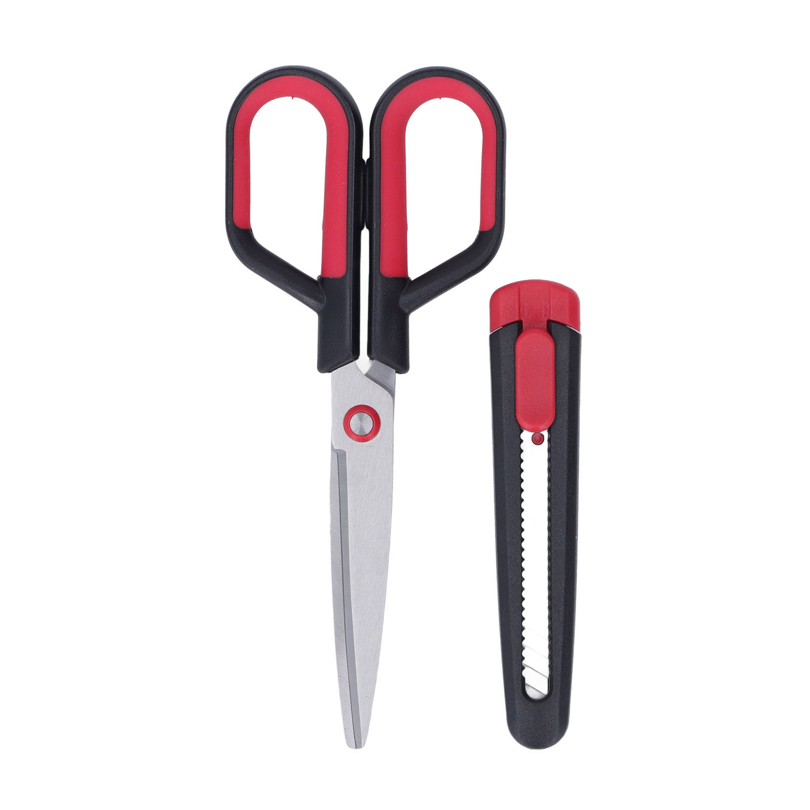 Einziehbares Präzisionsmesser Aus Edelstahl Mit Tragbarer Schere Fz21210 Rot Schwarz 175 Mm Für Büro, Schule, Zuhause, Karton Und Diy