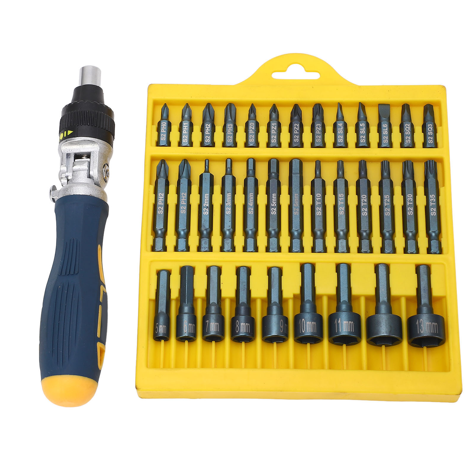 Set Mit 36 Magnetischen Schraubendrehern Mit Drehbarem Sockel Und 1/4"-steckschlüsseln, Durchschlag-bits Für Autoreparaturen Und Heimwerkerarbeiten