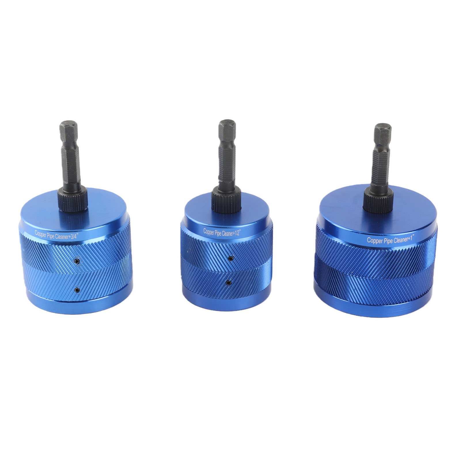 Set Mit 3 Kupferrohrreinigern (1/2", 3/4", 1") Zum Abbeizen Und Entfernen Von Farbe, Metall-sanitärwerkzeuge Mit 1/4"-sechskantschaft Und 9 Blauen Ersatzbürsten