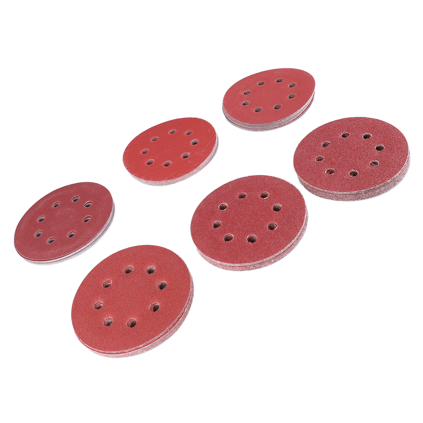 60 Stück 125 Mm 8-loch-schleifscheiben, 6 Sorten Rundes Klett-schleifpapier Zum Polieren Von Holz, Metall Und Stein