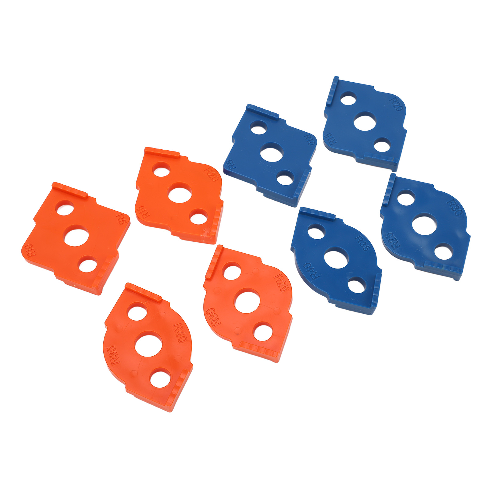 Set Mit 8 Abs-winkelradius-frässchablonen Für Die Holzbearbeitung, Winkelkalibrator R5 R10 R15 R20 R25 R30 R35 R40