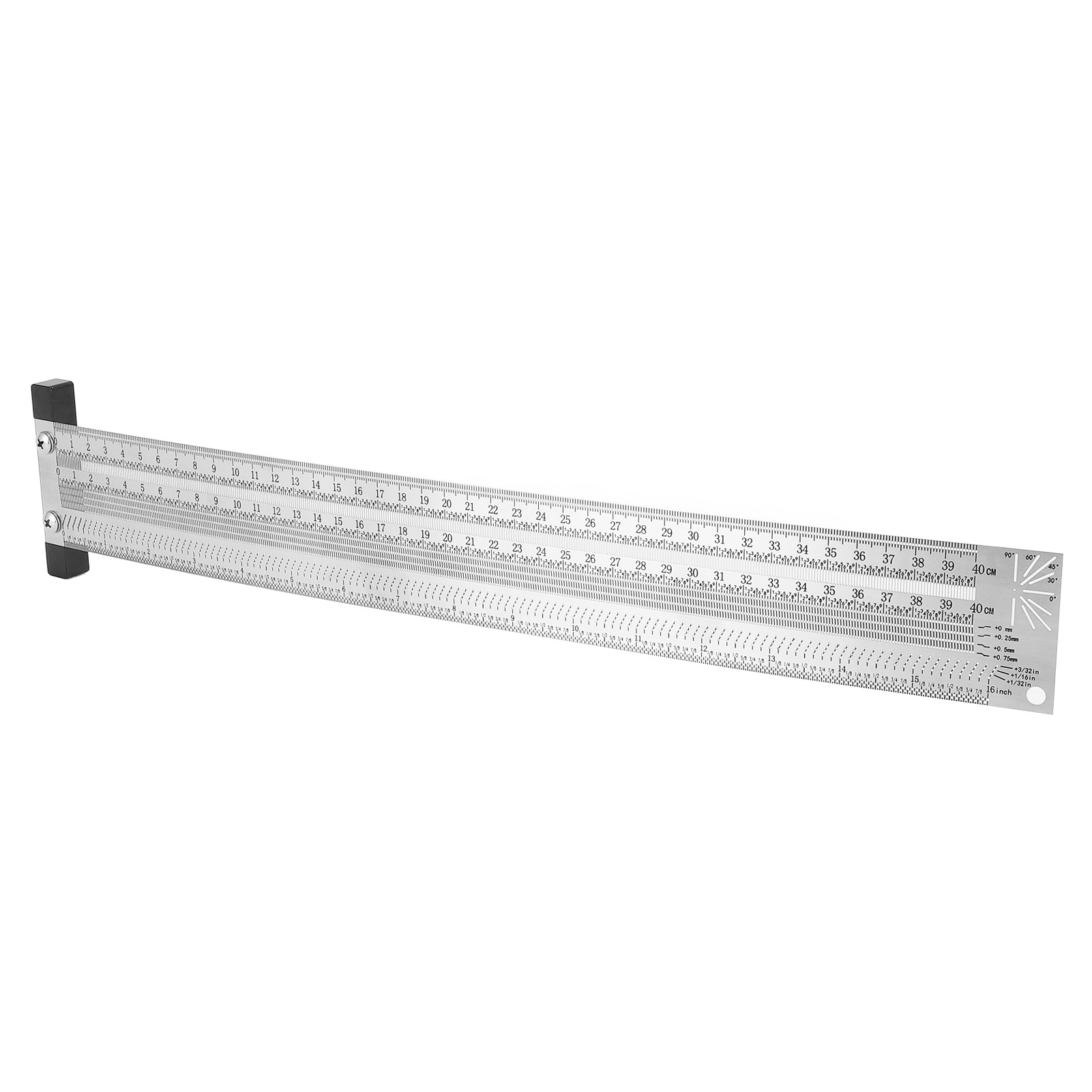 40 Cm Langes, T-förmiges Messlineal Aus Edelstahl Mit Einer Genauigkeit Von 0,25 Mm Für Holzarbeiten, Ausgestattet Mit Einem Druckbleistift Und Minen.
