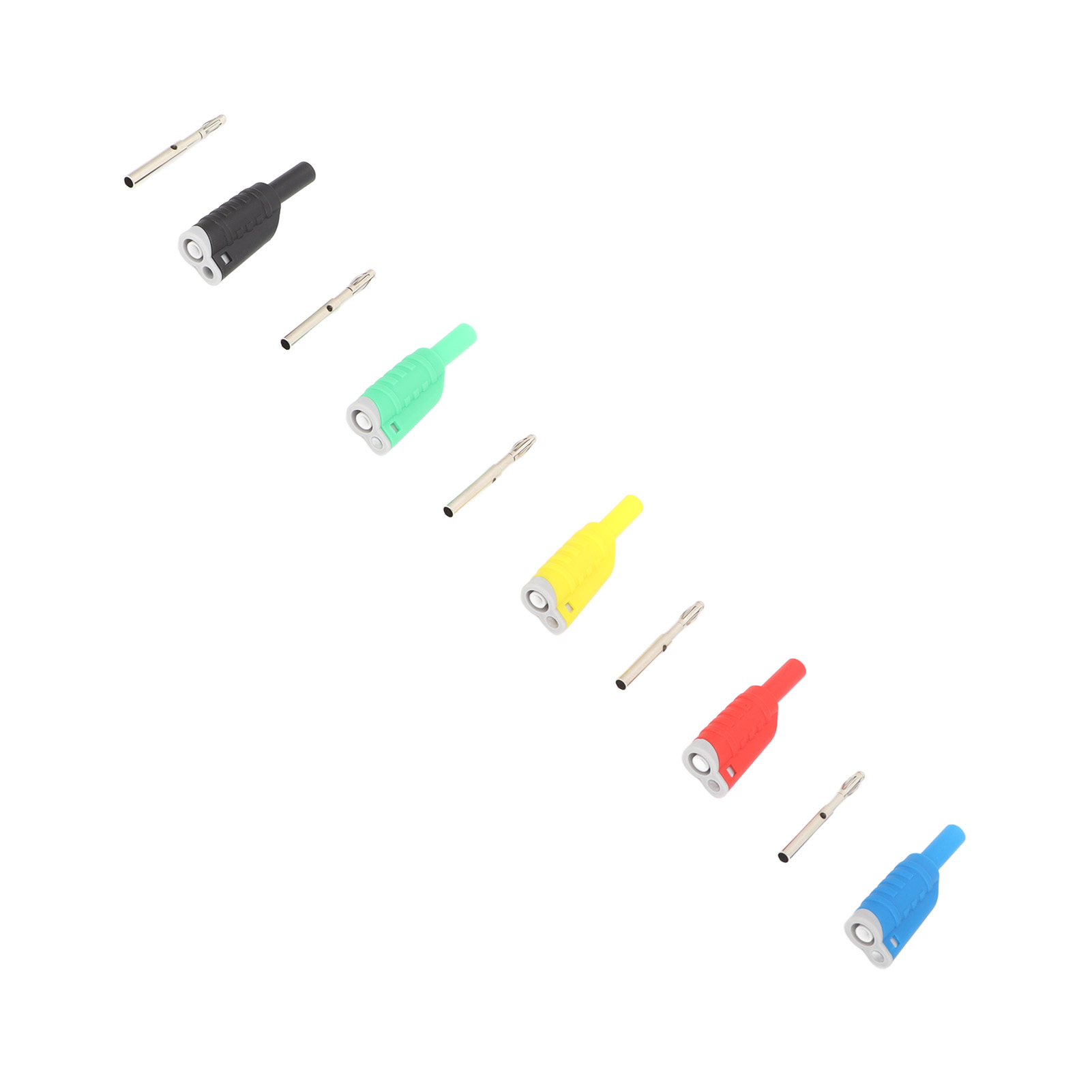 Packung Mit 5 Stapelbaren, 4 Mm Sicherheitsisolierten Bananensteckern, 5 Farben, Max. 1000 V, 25 A