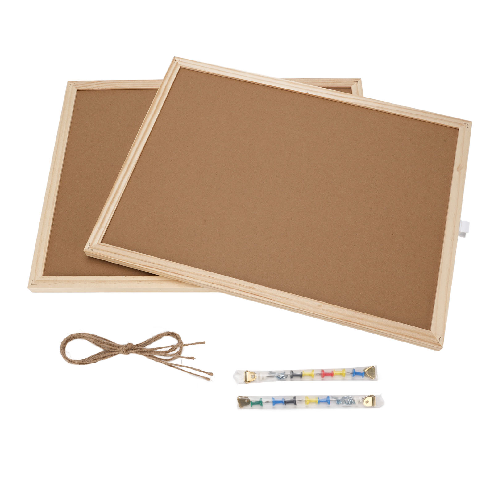 Set Aus 2 Korktafeln 30x40cm Mit Massivholzrahmen Zur Dekorativen Wandaufhängung Im Büro Mit Seil-memo-board