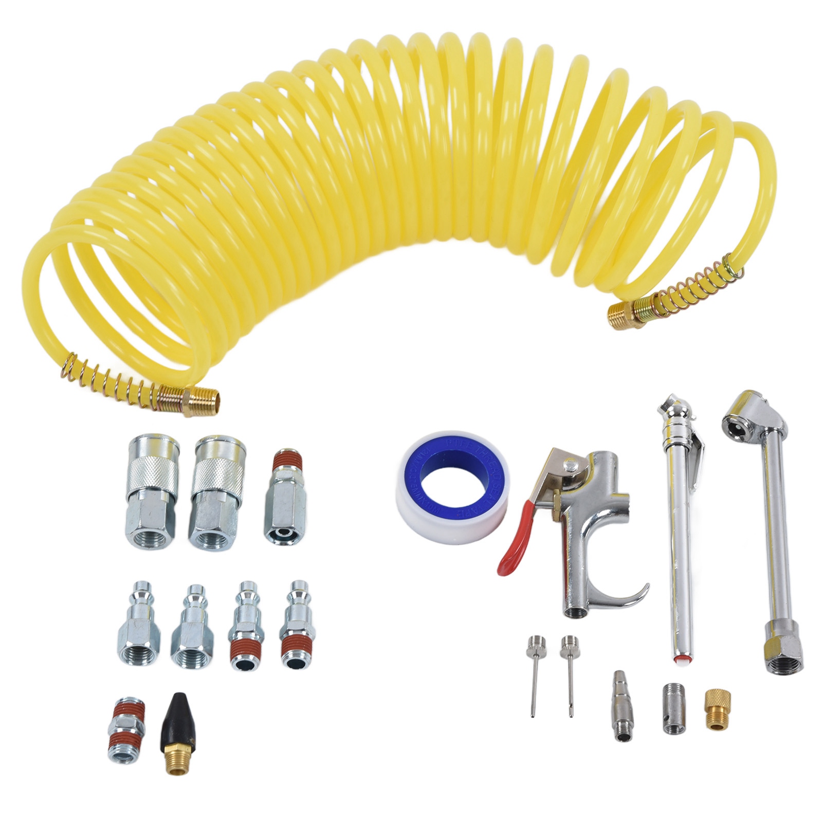 Reifenfüllschlauch-set Mit Luftkompressor, Industriearmatur, 1/4-zoll-npt-schnellkupplungen Und Ausblaspistole.