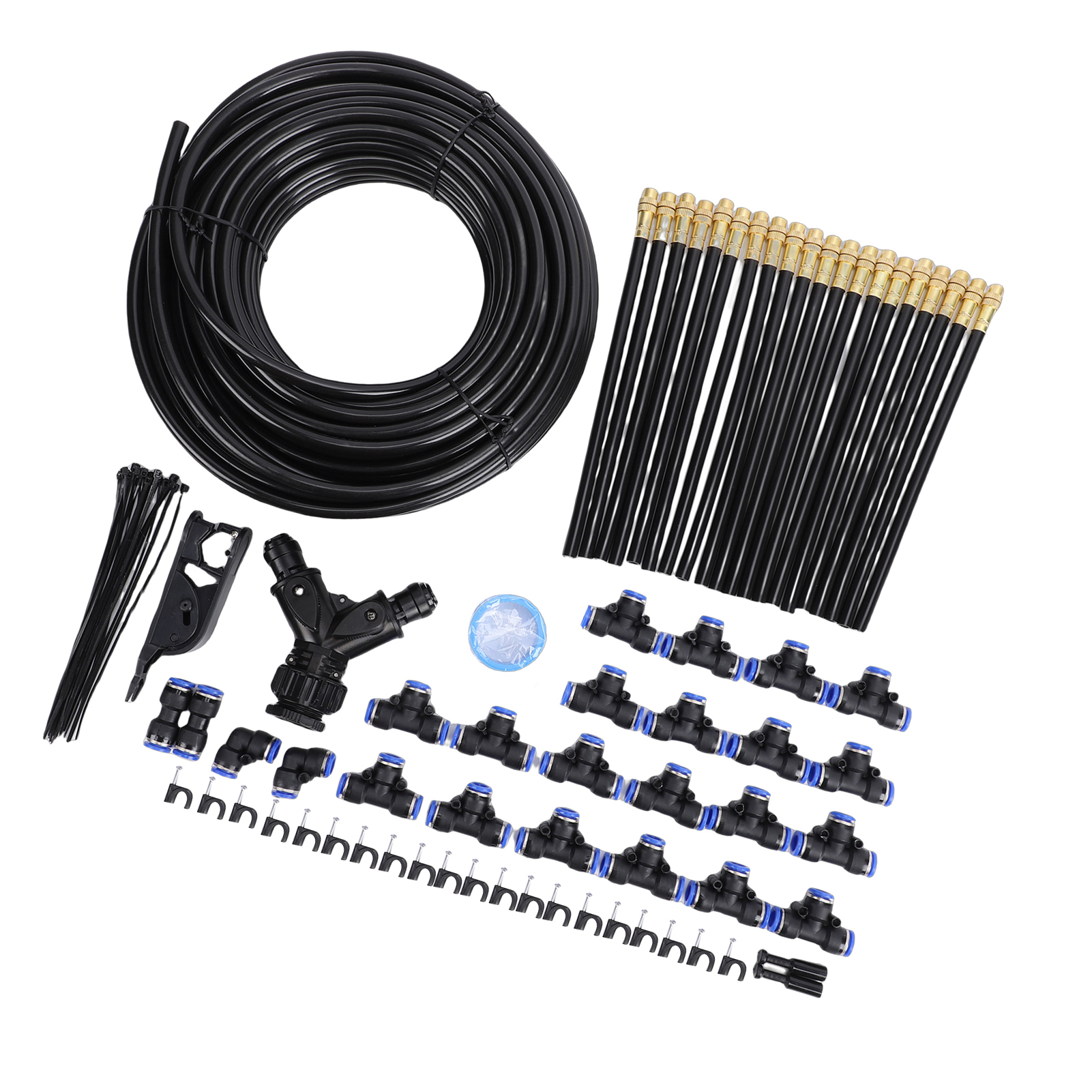 Verstellbares 360°-tropfbewässerungssystem-set, 20 M (65 Fuß) Mit 20 Düsen Für Garten, Hof, Rasen, Gewächshaus, 8-mm-universal-doppelausgangsschlauch