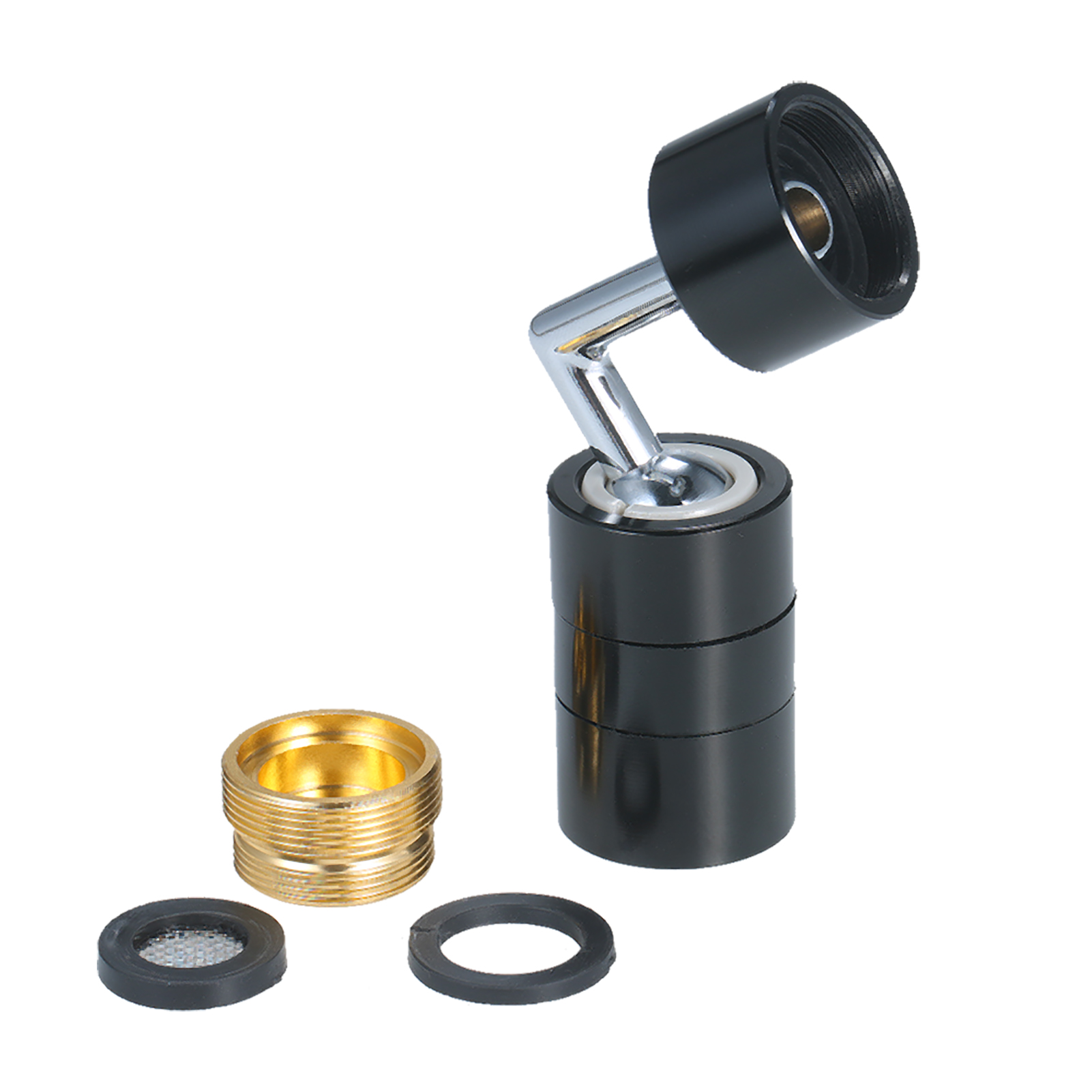 Universeller, Um 720° Schwenkbarer Wasserhahnkopf Mit Spritzschutz, Wassersparend, Mit Luftsprudlerfilter Für Badezimmer, Aus Rostfreiem Abs-edelstahl, Wasserdicht Mit Doppelter O-ring-dichtung