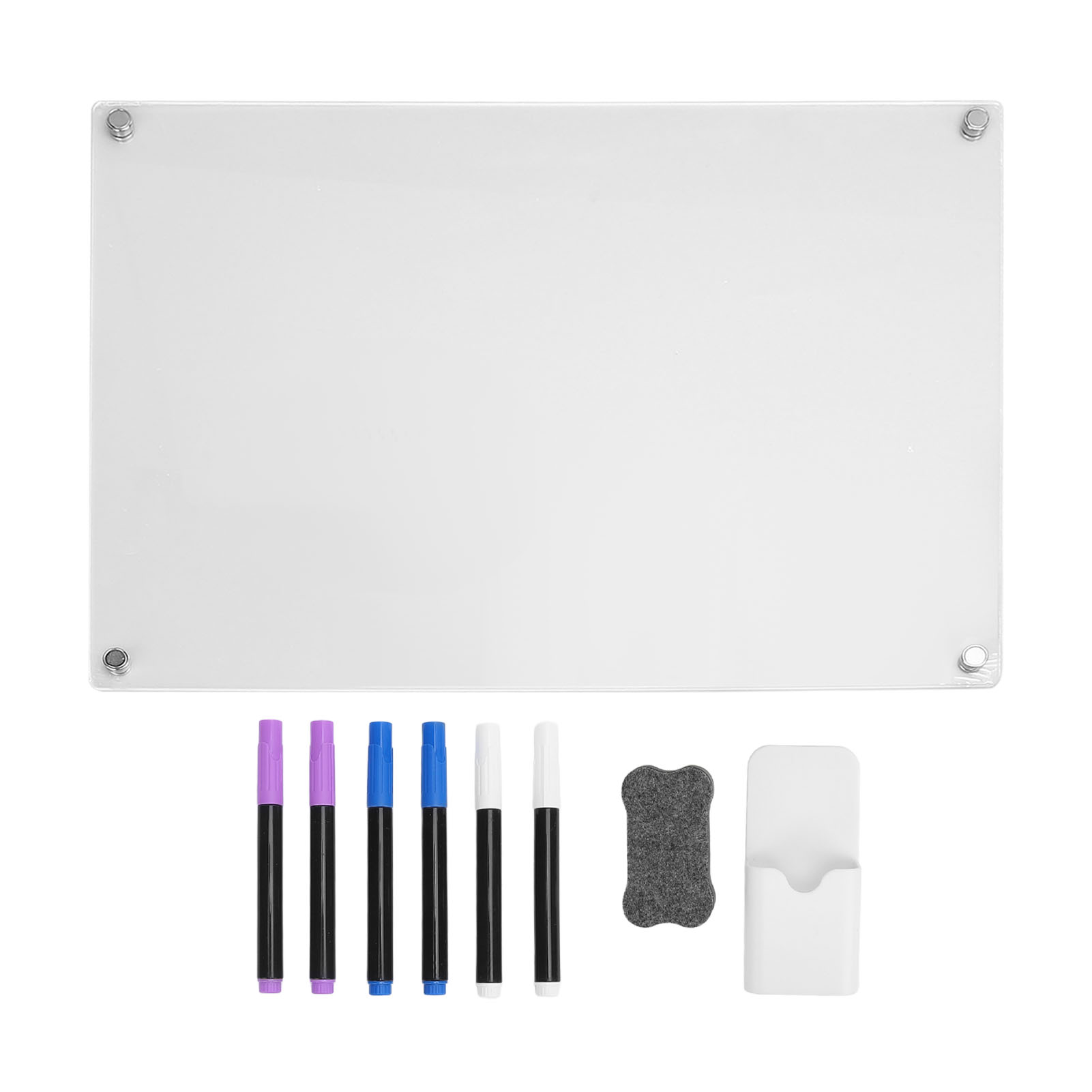 Magnetische Acryl-kühlschranktafel Mit Abwischbarer Oberfläche, Transparenter, Wiederverwendbarer Planer Mit 6 Markern, 40 X 30 Cm