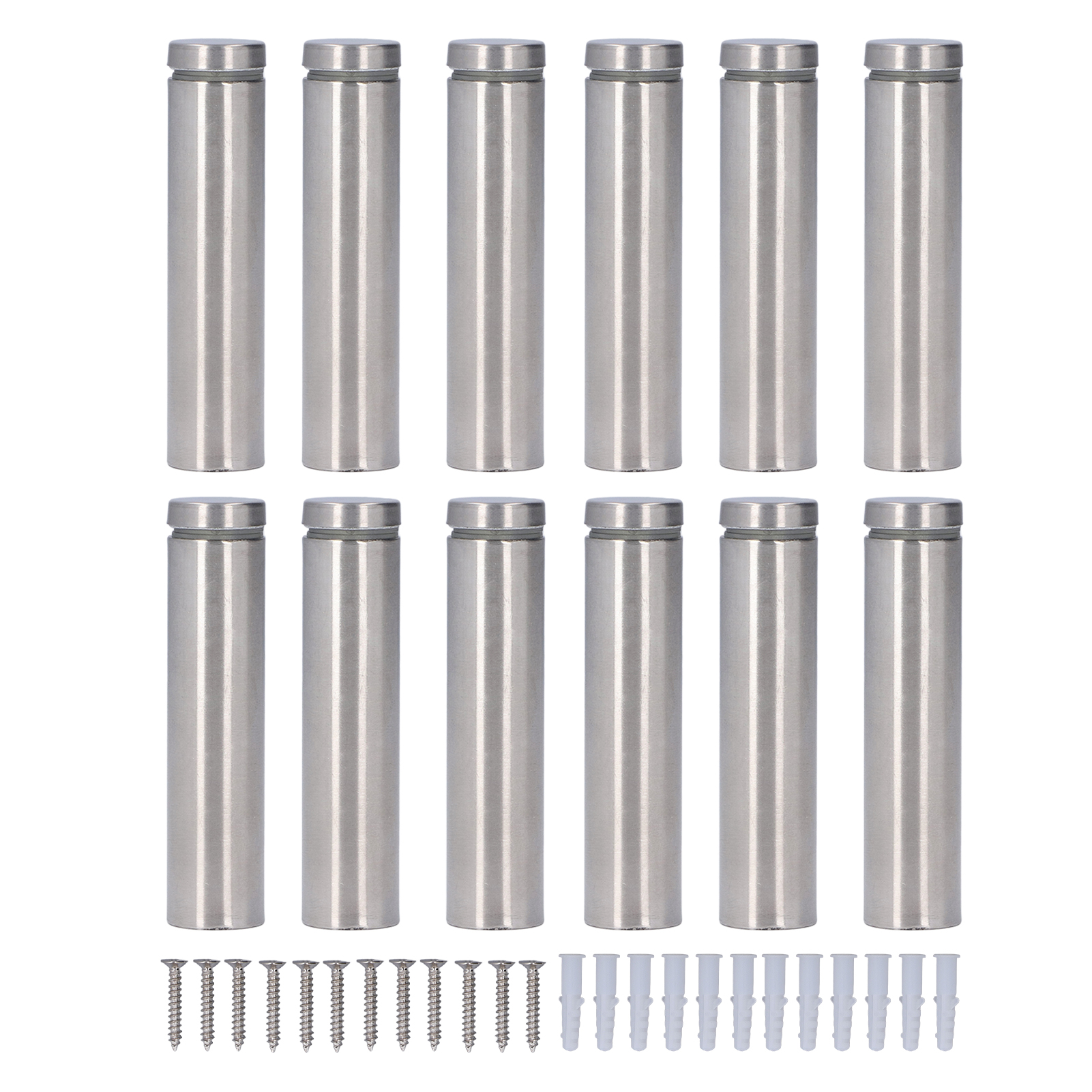 Set Mit 12 Edelstahl-abstandsschrauben, 19 X 80 Mm, Befestigungsmaterial Für Werbezwecke, Montagezubehör Zum Aufhängen Von Acryl-fotorahmen