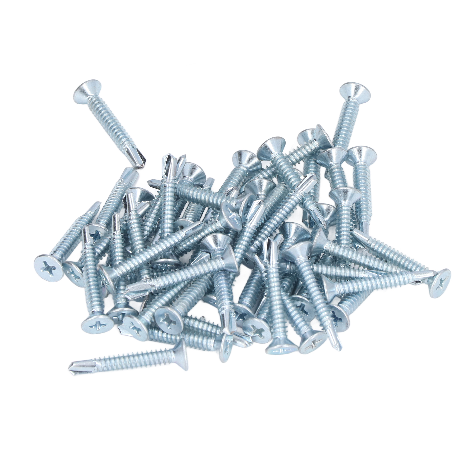 Packung Mit 50 Selbstbohrenden Flachkopfschrauben Aus Kohlenstoffstahl (4,8 X 32 Mm) Inklusive Kreuzschlitzbit Für Reparaturen