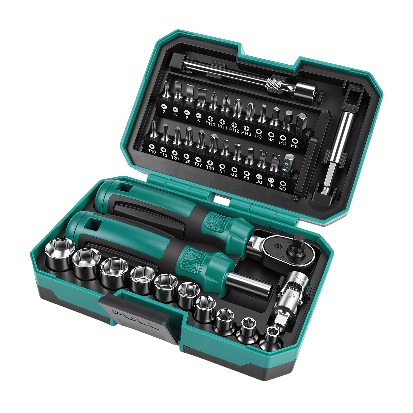 Magnetisches Ratschen- Und Schraubendreherset, 10 X 1/4-zoll-steckschlüssel (4–13 Mm), 24 Bits, 2 Verlängerungen, Crv-universalstange