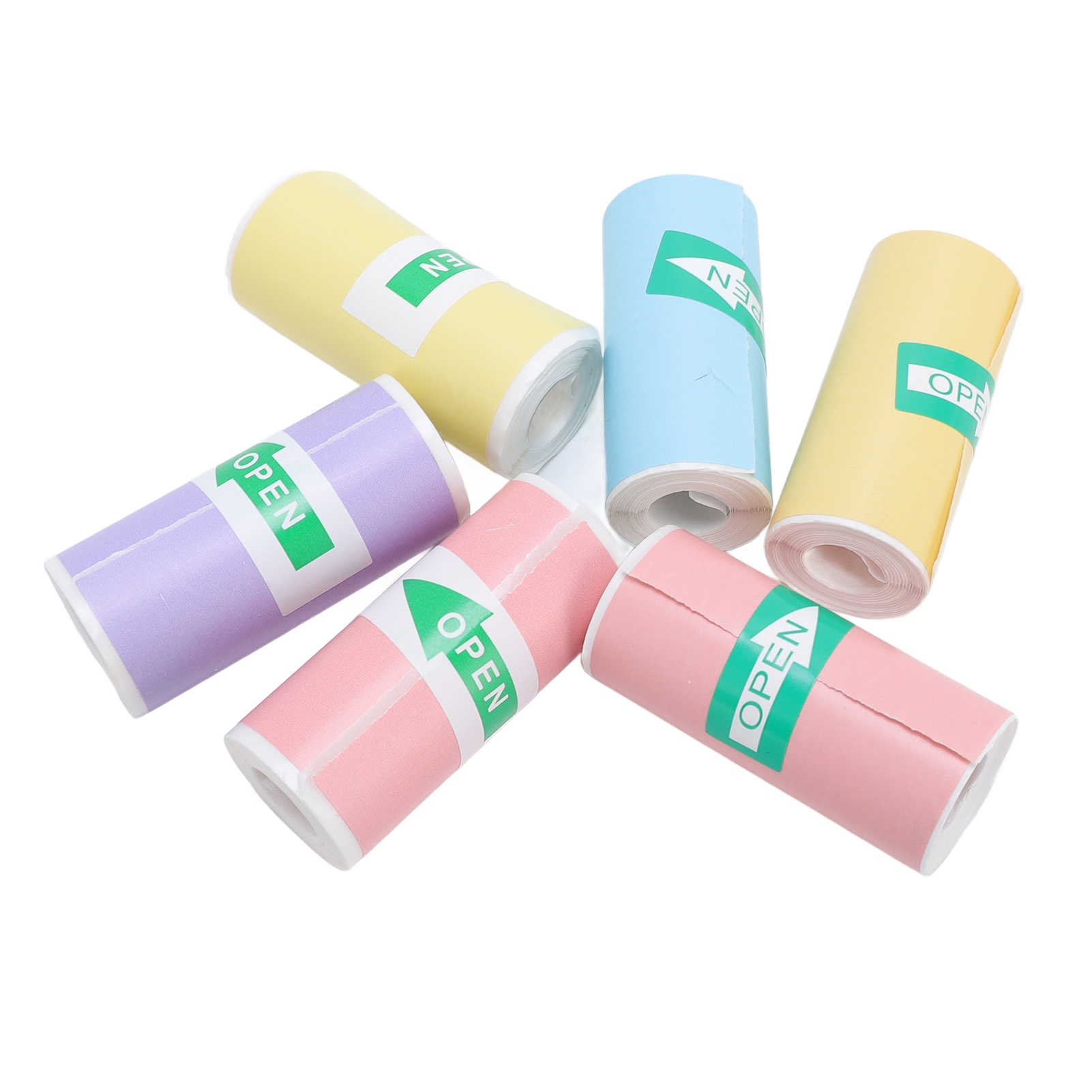 Packung Mit 6 Rollen 57 X 25 Mm Großem, Mehrfarbigem, Tintenfreiem, Selbstklebendem Thermopapier Für Fotos, Notizen, Etiketten Und Mobiles Drucken