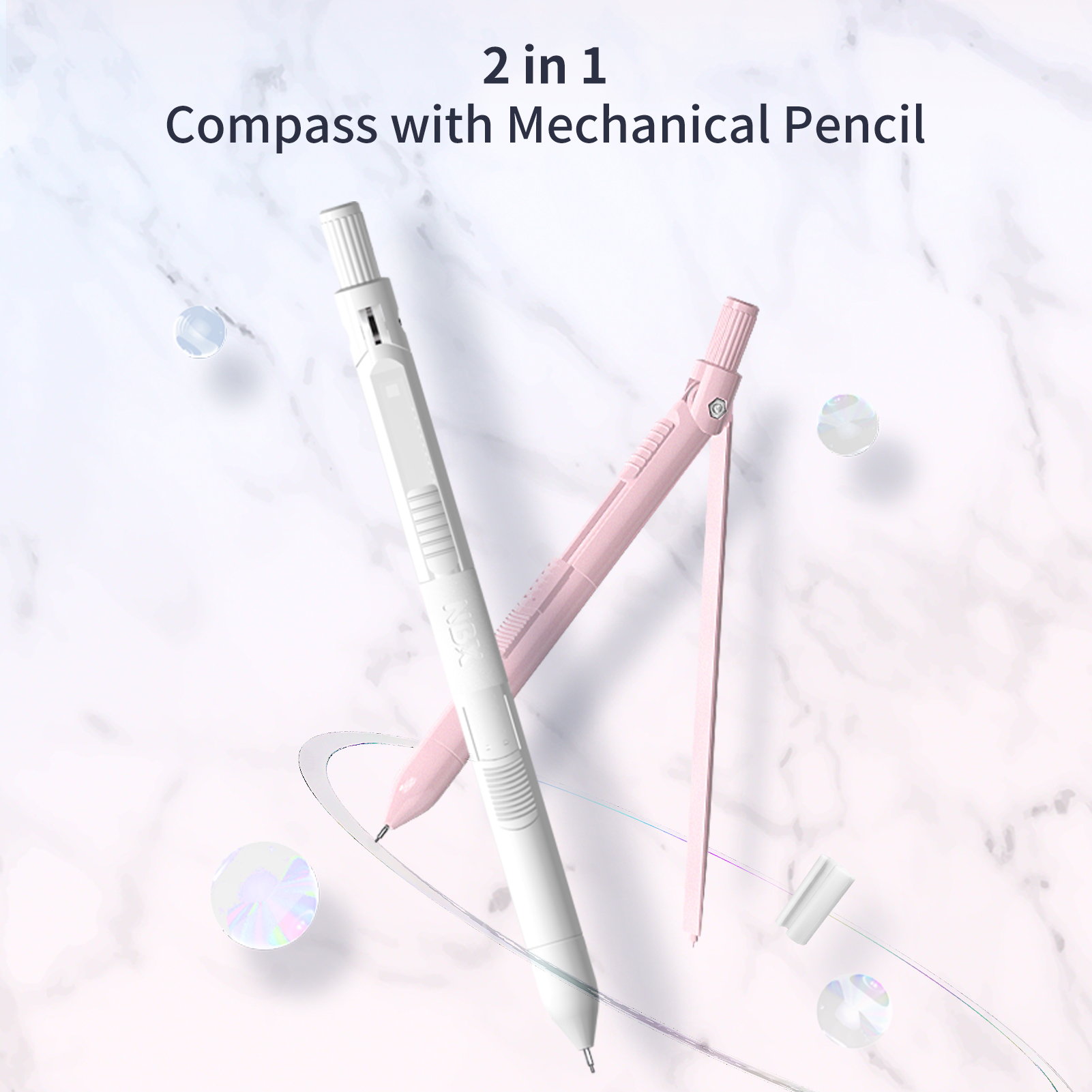 Nbx Profi-zirkel Mit Druckbleistift Für Geometrie, Mathematik Und Zeichnen – 10 Minen À 0,7 Mm – Bürobedarf Für Studenten, Lehrer, Designer Und Handwerker
