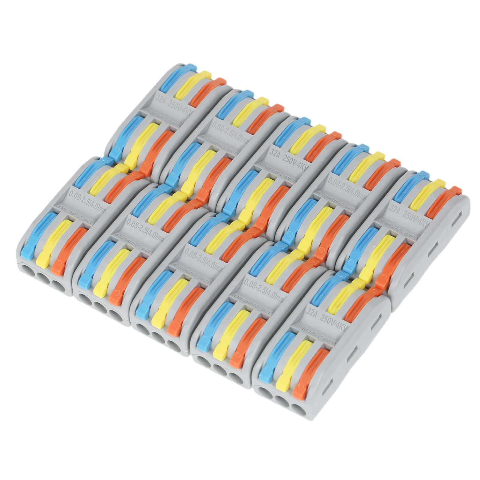 Packung Mit 10 Kompakten, Hebelbetätigten Drahtverbindern, Universellem Kabelanschlussblock, Schnellanschlussklemmen Für Leiter