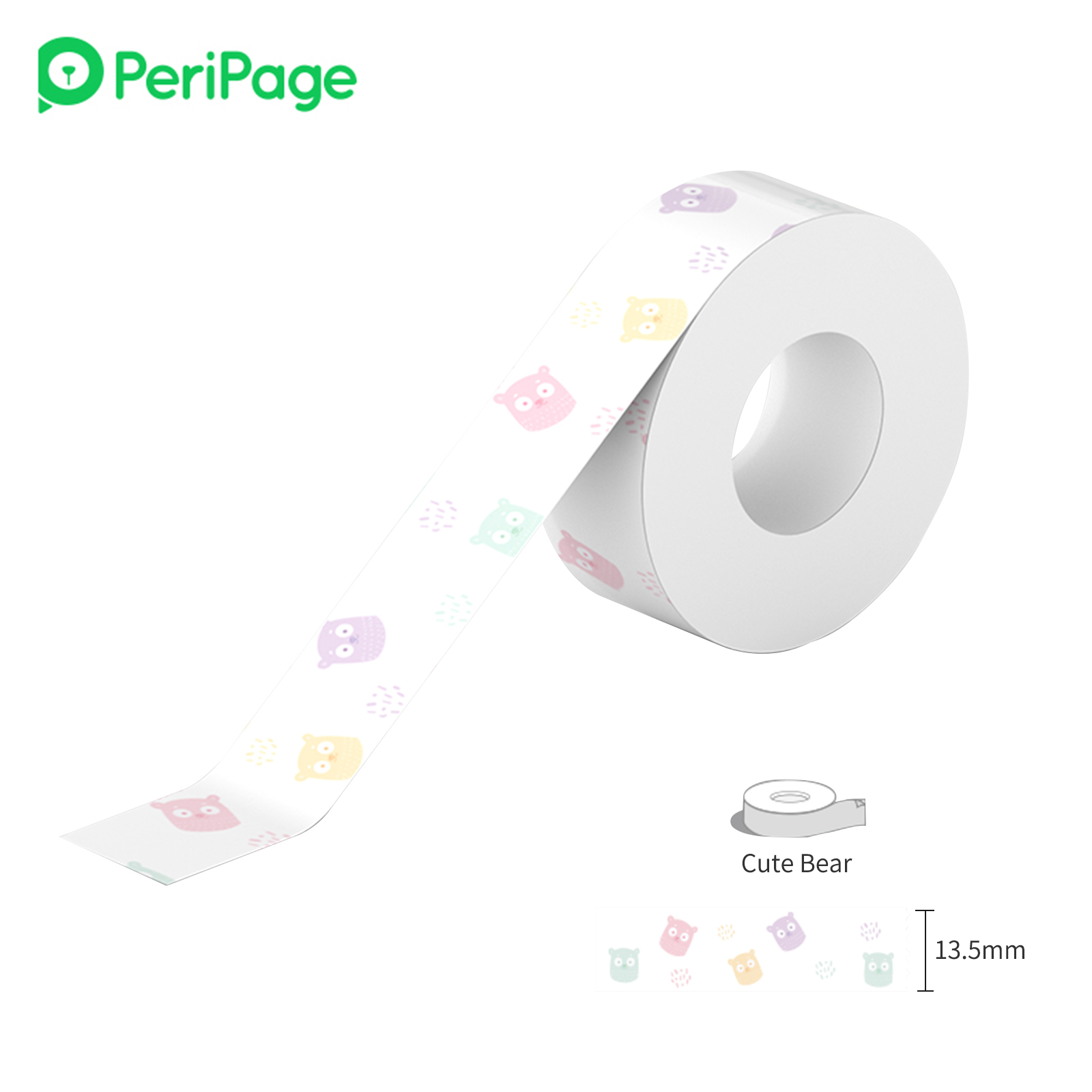 Peripage 1 Rolle Etikettenpapier Mit Niedlichem Muster, Thermotransferband, Namens-, Preis- Und Barcode-etiketten, Für Zuhause Und Büro, Bpa-frei, 13,5 Mm X 4,2 M, Wasserfest, Ölbeständig, Reißfest, F
